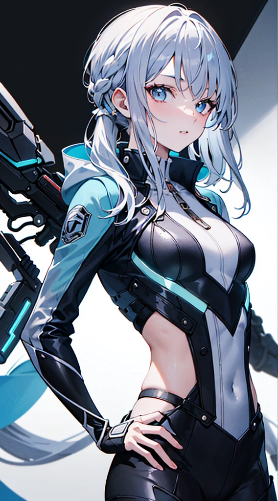(best quality,high resolution,masterpiece:1.2),upper body,detailed sci-fi jacket,modern style,elegant pose,flawless skin,fashionable hairstyle,charming gaze,soft lighting