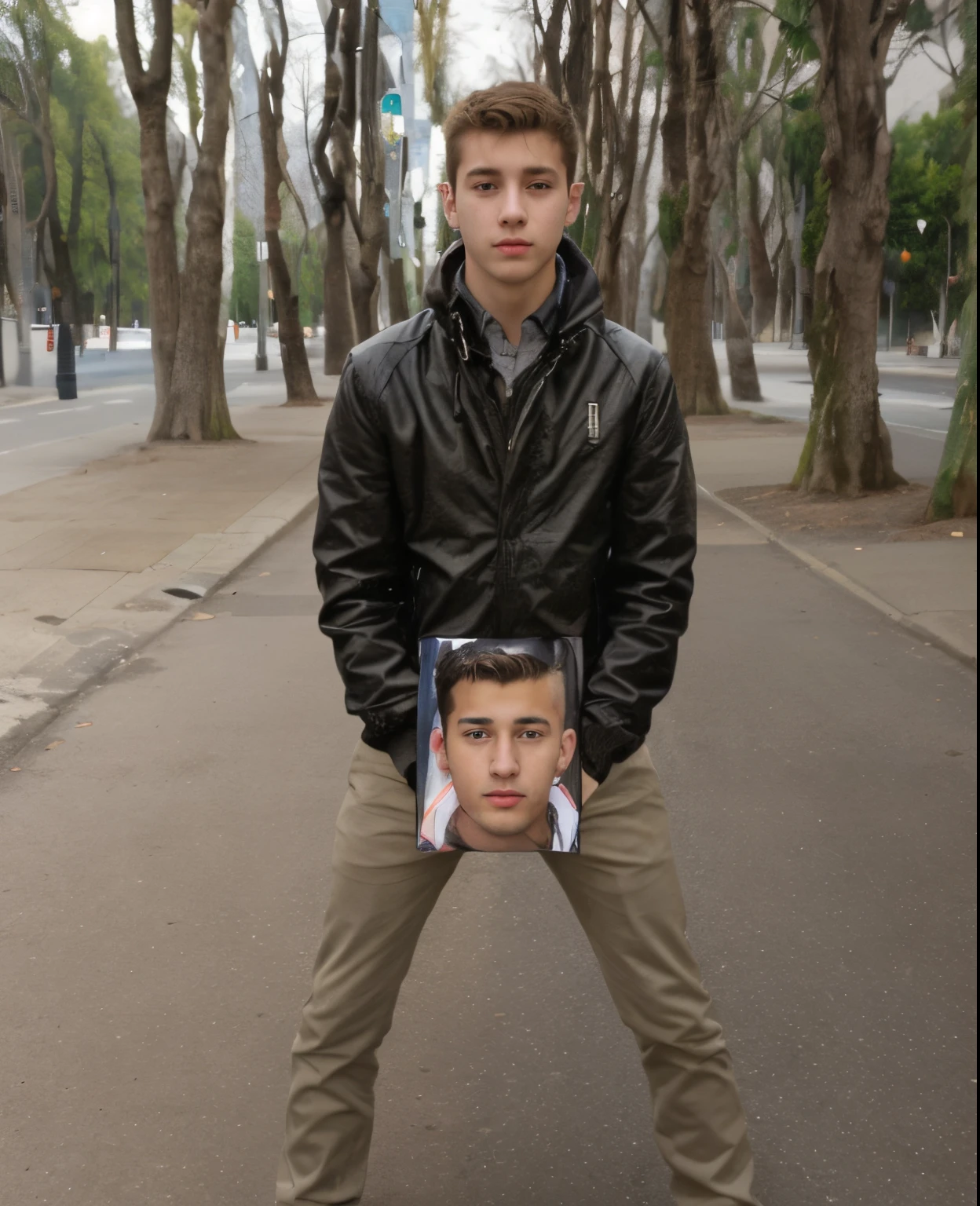 young guy standing on the street