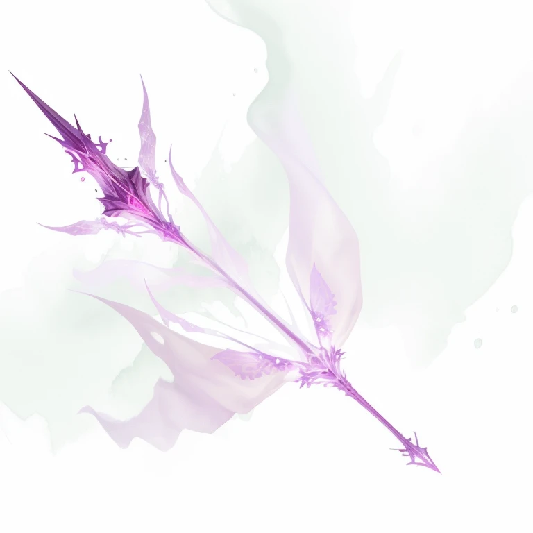 MagicItem_v1 (white background), staff, simple design, clear crystal topper, purple smoke from the staff, elegant silver, elvish, no human, masterpiece, professional quality