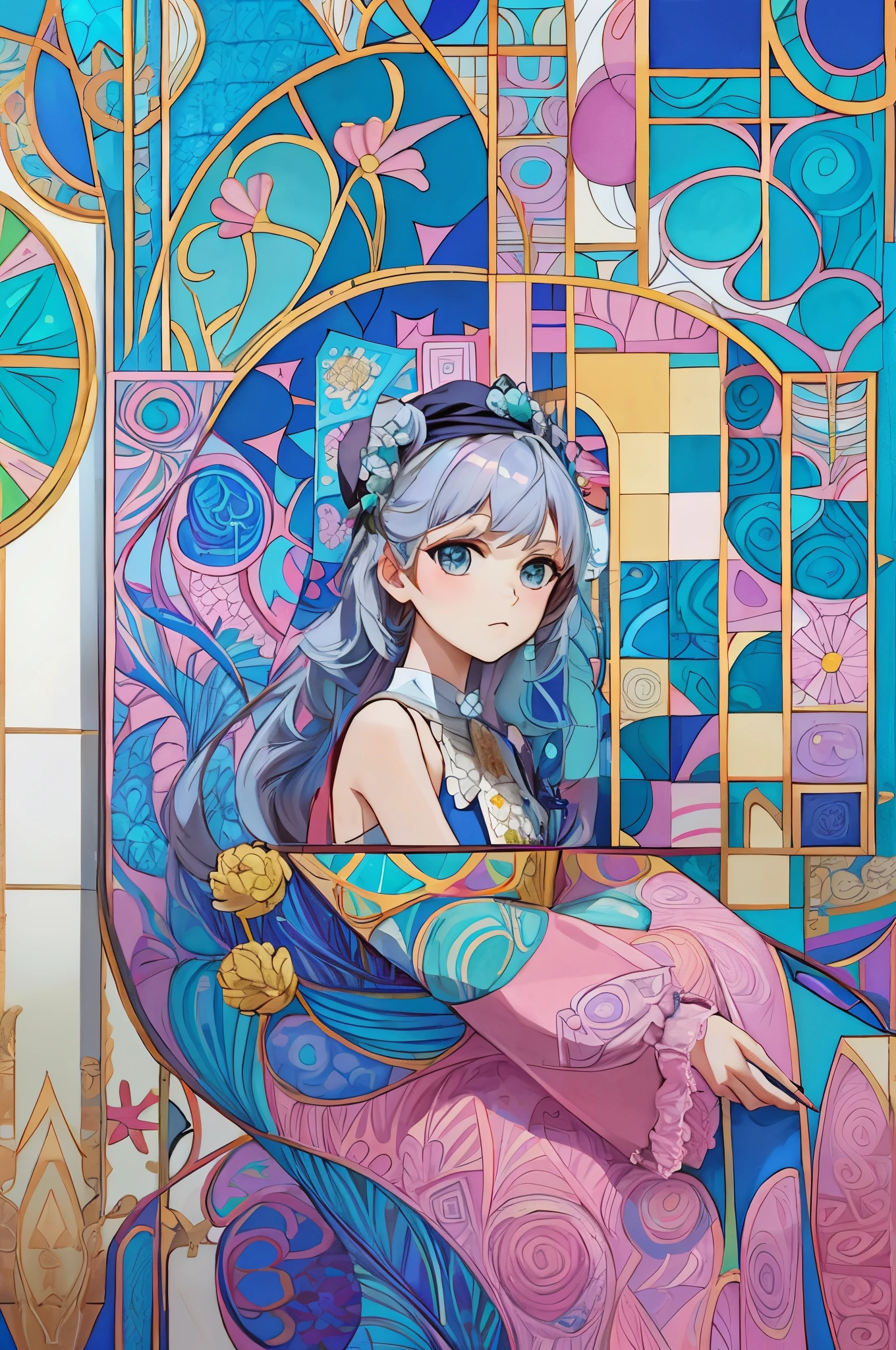 Redraw by changing the hair color to light blue