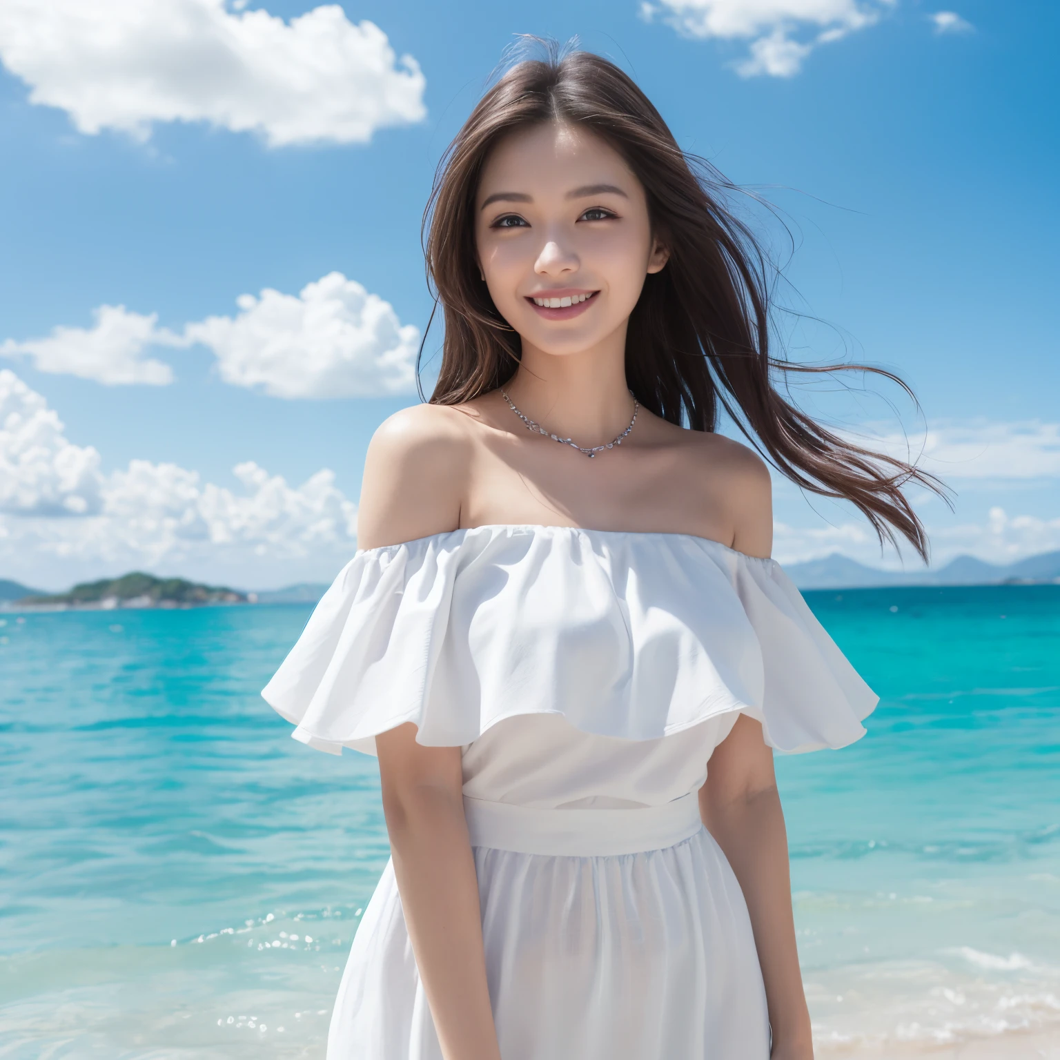 ((Best Quality, 8K, Masterpiece: 1.3)), , Focus: 1.2, Perfect Body Beauty: 1.4, Buttocks: 1.2, ((Layered Haircut: 1.2)), (Dark Street: 1.3), Highly Detailed Face and Skin Texture, Full Body, Fine Eyes, Double Eyelids, Whitened Skin, Long Curly Hair, (Round Face: 1.5), (Small Fragrance Premium Sense Shorts Set Style: 1.6). Smile Standing on yacht in the sea looking at the sea