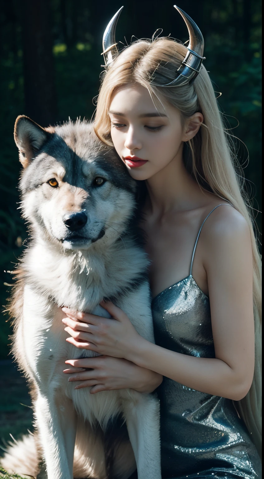 Unparalleled 8K Ultra HD professional photos,Proving the pinnacle of artistic vision, The story takes place in a charming fantasy kingdom. At the center of this field is a 19-year-old girl, The body is beautiful,Long silver hair as soft as a waterfall,twinkling with starlight. Her existence is a harmonious contradiction: Although her face shows innocence, her pale hands, Capture exquisite details, Not only has visual impact,filled with narratives about her demonic legacy., Every line and curve tells of her ancient ancestry. Beside her stood a majestic, Mysterious giant wolf, noble companion,Her presence complements her own powerful essence. Their bond is extraordinary, exuding pure joy,
The scene is bathed in brilliant natural light,not only illuminate,also enhances the surreal elements of this otherworldly environment. Light shines through her hair, dance around her horns, and casts a noble light upon her dire wolf companion., Vibrant and fantastic background. This composition is a subtle interplay of light and shadow, Increase depth and dimension, Make every texture so vivid,Make it feel tangible.
This photo is more than just a visual feast,It's an immersive experience. The audience is not only watching,and be taken into a world where the lines between reality and fantasy are blurred, moved by beauty, mistic, and the inner joy of this demon girl and her mythical wolf. This is beyond media description, Capturing the essence of their otherworldly existence in a moment frozen in time.
