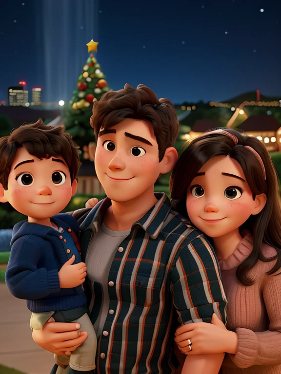 there are two people and a child posing for a picture, husband wife and son, happy family, christmas night, night!, family photo, profile picture, john jude palencar, facebook post, family, lights on, reddit post, profile photo, picture, ???, photo taken in 2 0 2 0, profile pic, profile image, nigth