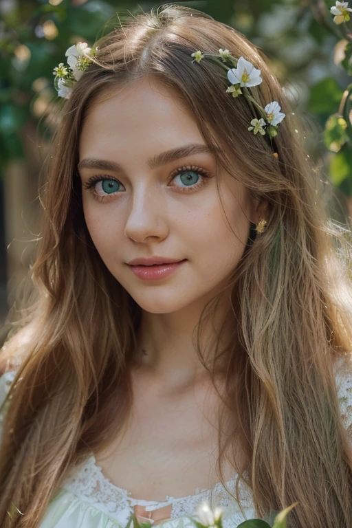 (girl,beautiful detailed eyes:1.1,beautiful detailed lips:1.1,extremely detailed eyes and face,green eyes,rosy glossy lips,light green eyes, long straight hair,subtle smile,delicate pose,looking at the viewer,holding flowers), oil painting,ultra-detailed,portrait,natural lighting,pastel color palette