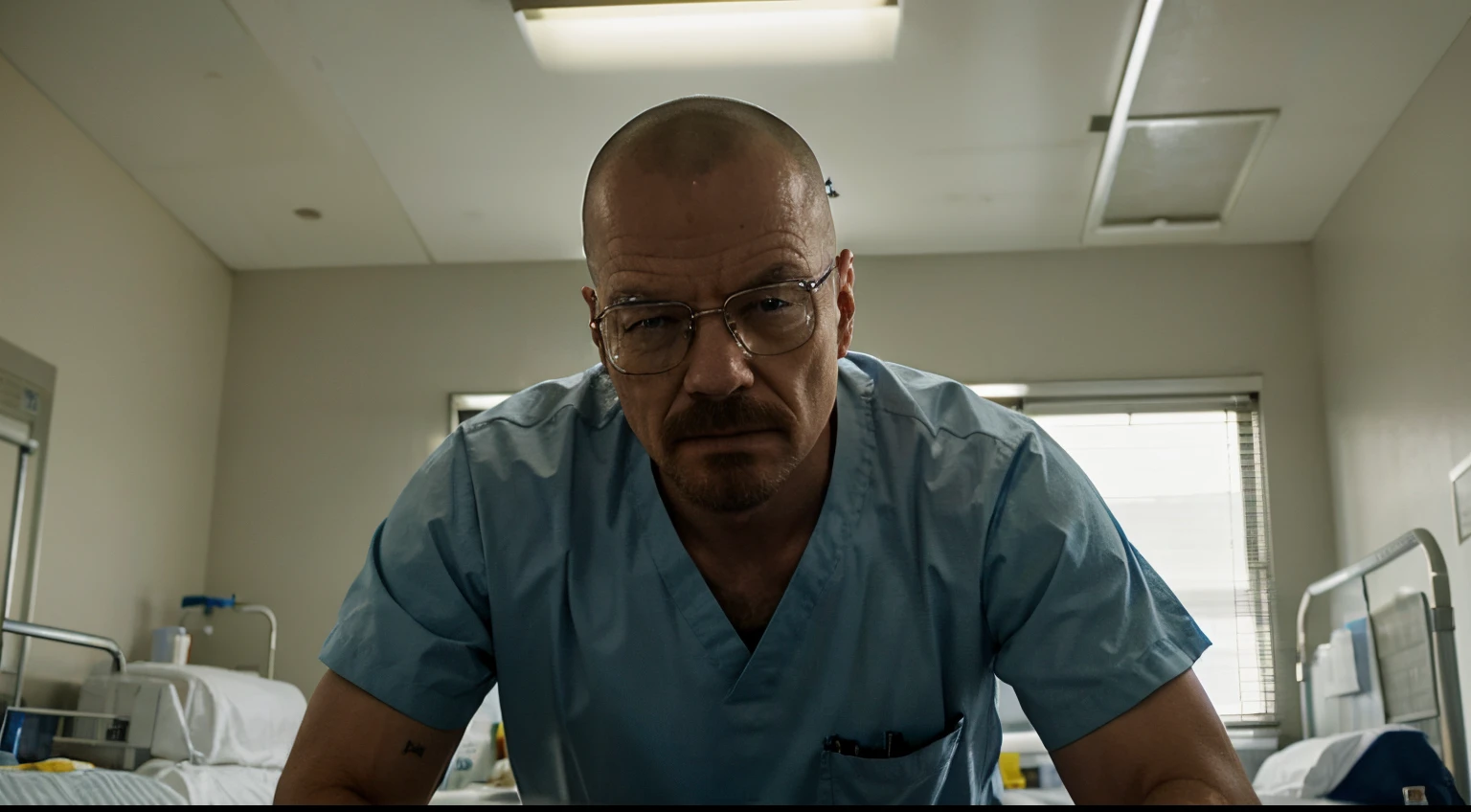 walter white, Standing on the hospital bed, boy laying down in the hospital bed