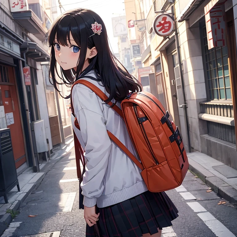 10yaers old,Yakkokuji Mayoi,backpack,School route,Looks Back