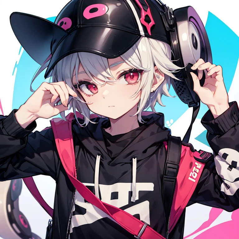 Splatoon boy canvas visor black red eyes