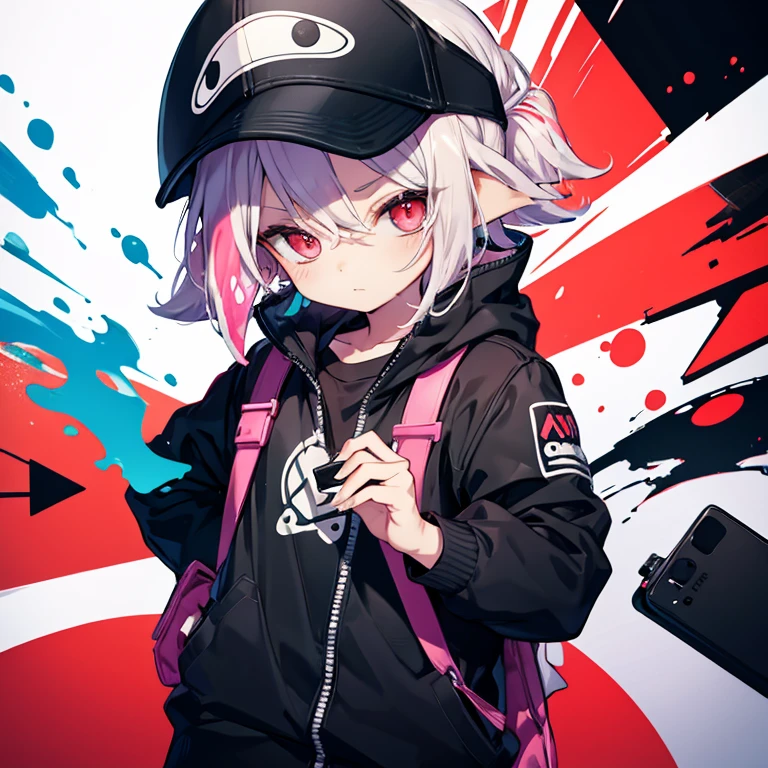 Splatoon boy canvas visor black red eyes