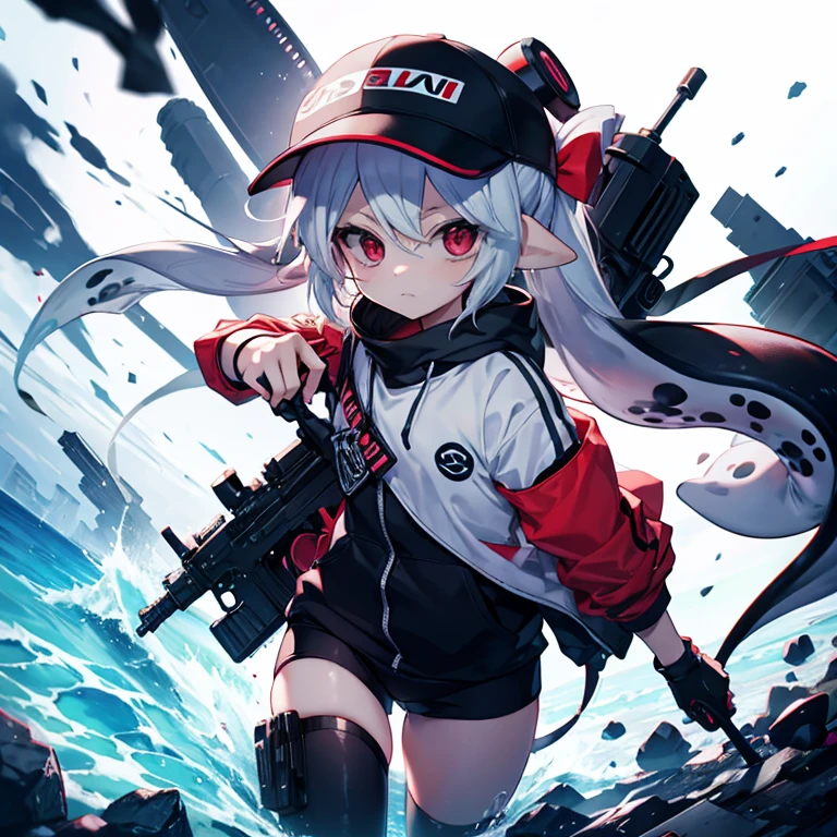 Splatoon man mash gun possession red eyes canvas visor