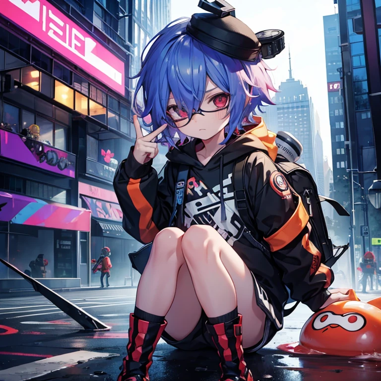Splatoon,Boy,mash,Red eye,twinks,SMG possession,starrysky