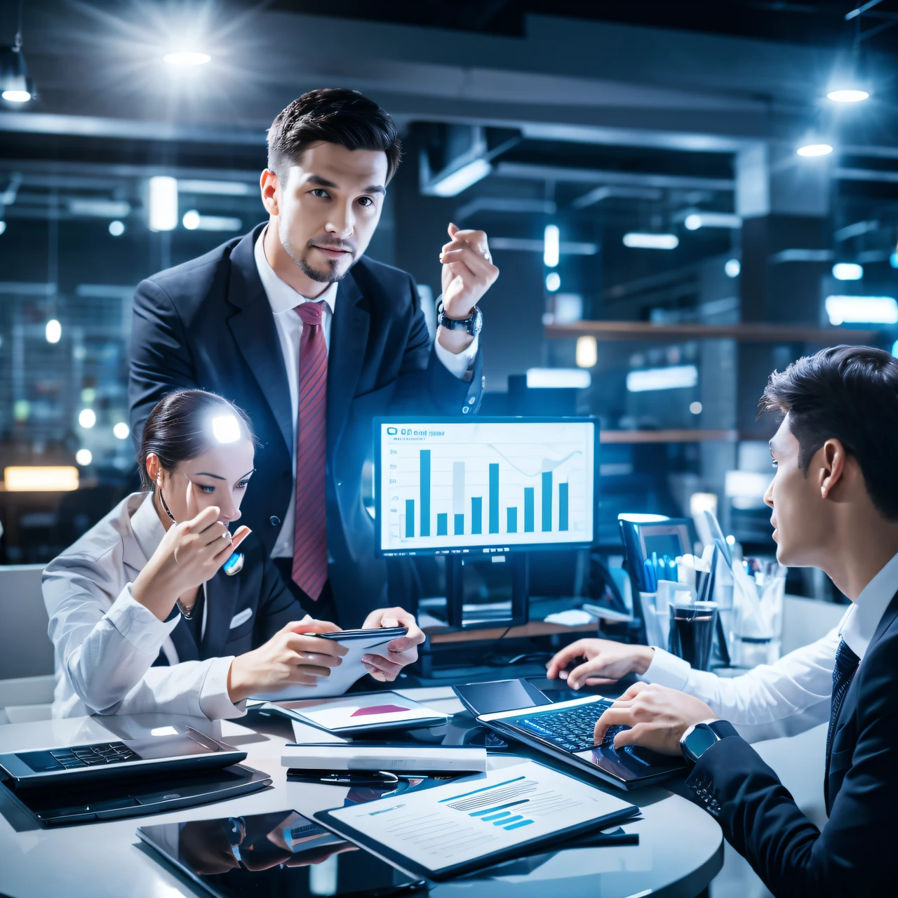 Digital marketing advertising image using businessmen