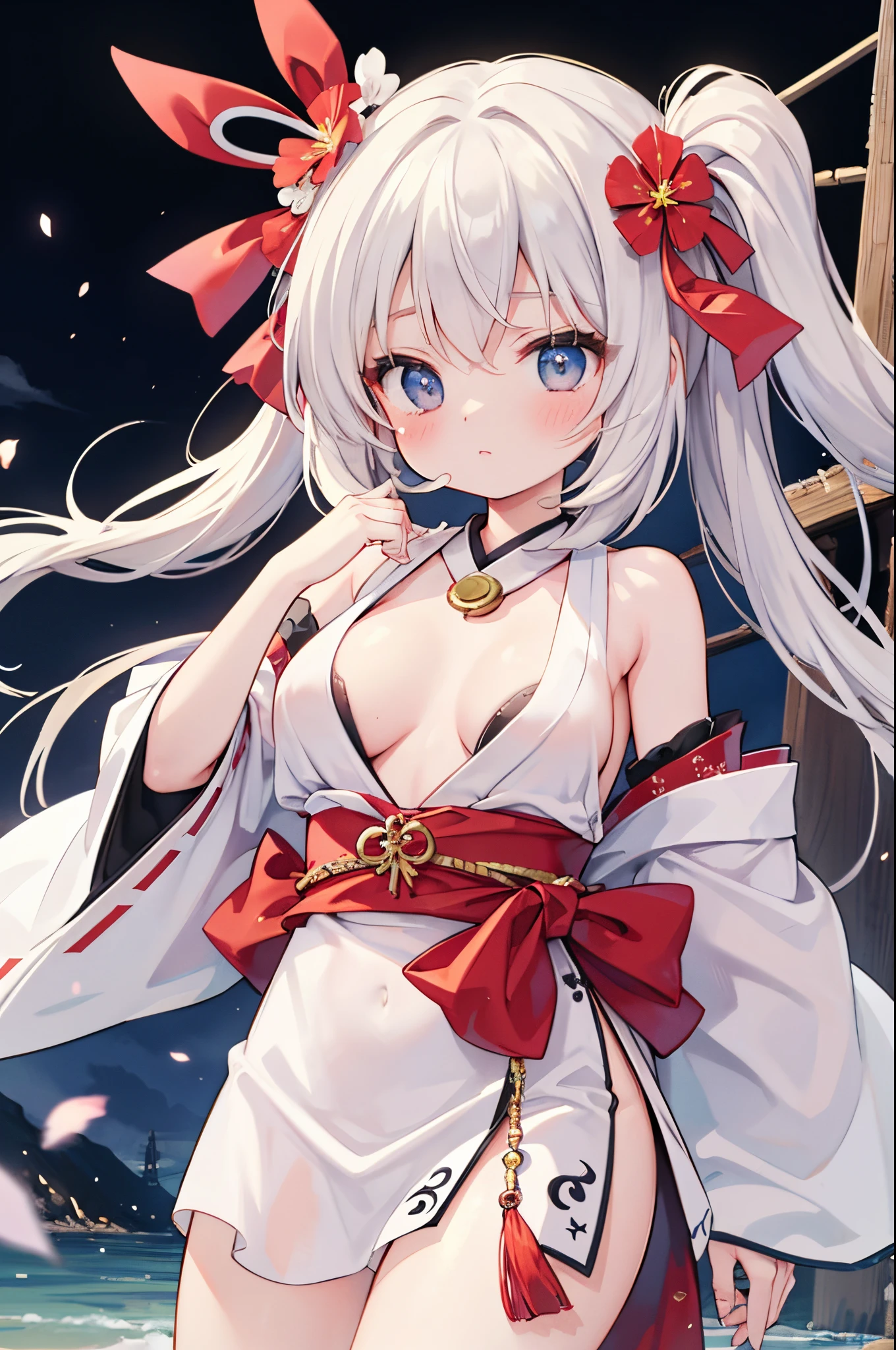 (Masterpiece)、(top-quality)、((ultra-detailliert))、(Super delicate)、Beautiful breasts、Naughty shrine maiden、mystical、Fantastical