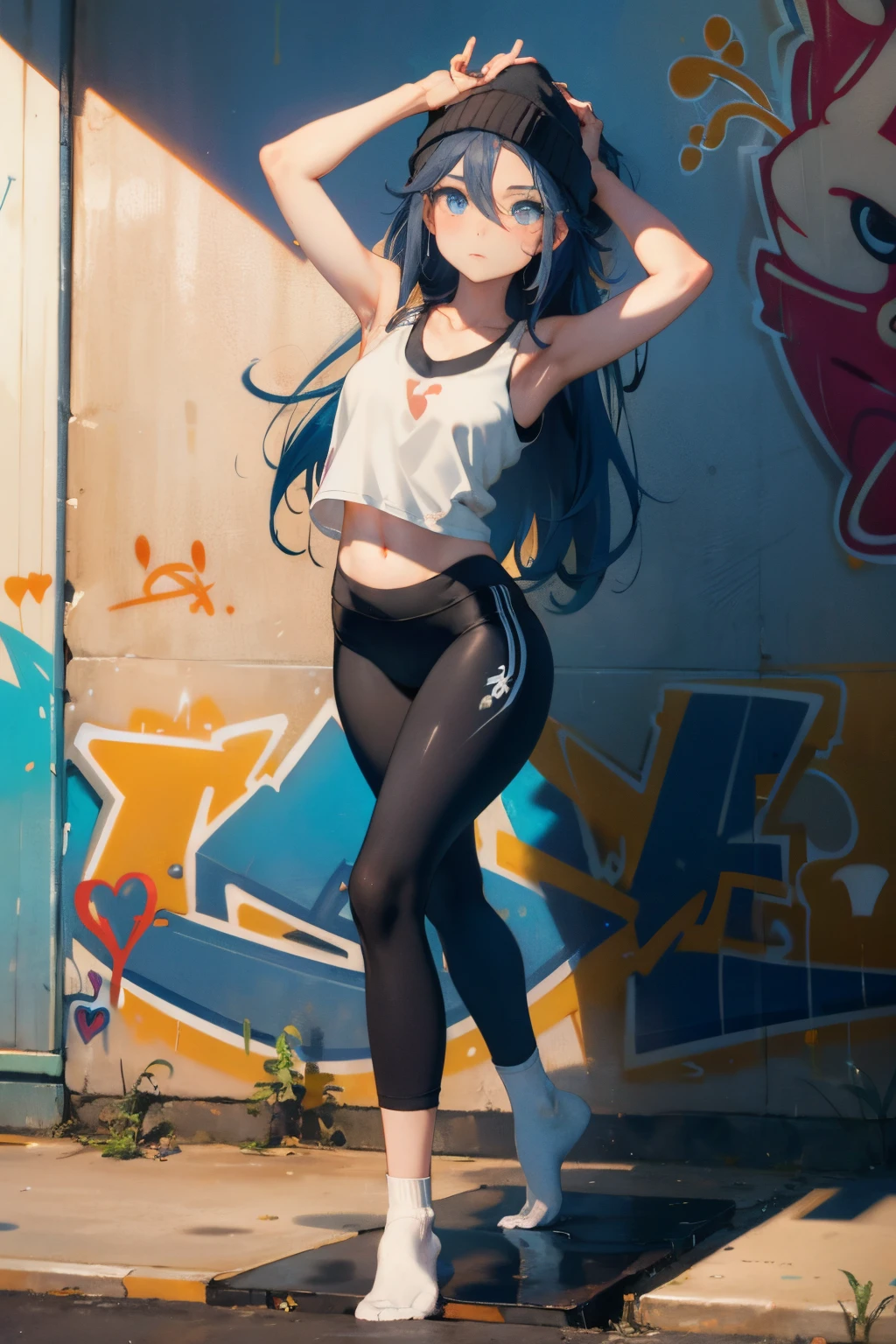 blue long hair boy,flat chest,Extremely slim body,Sports bras,shorts,Thin legs,Socks,sports shoes,City