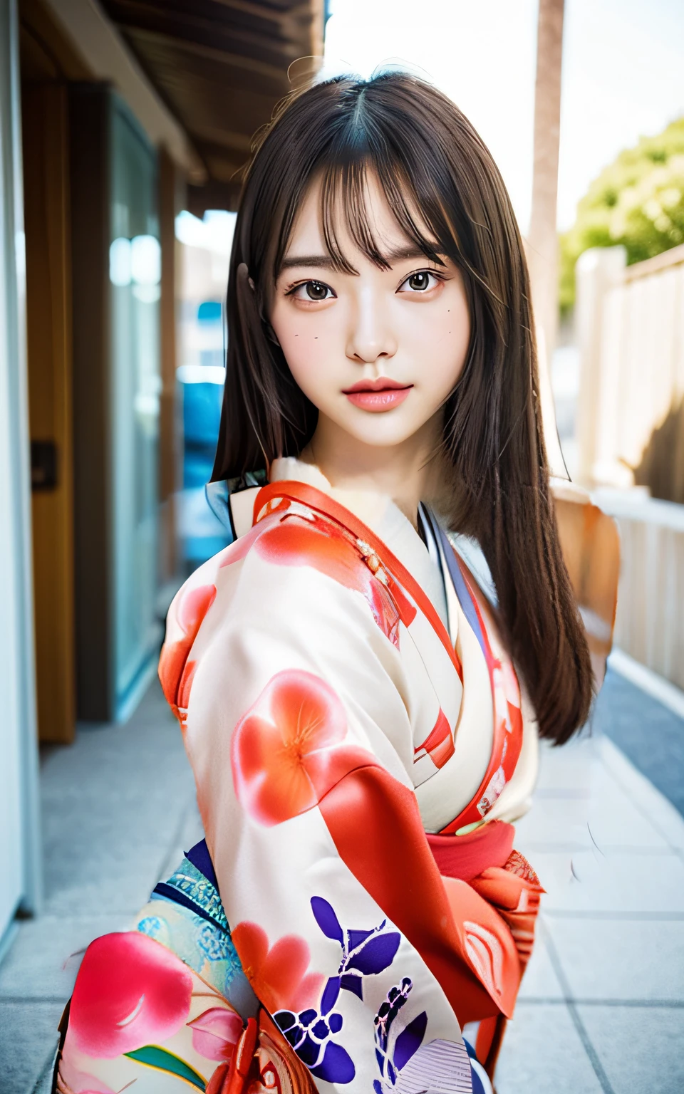 A beautiful Japanese woman with a greasy, glossy face.