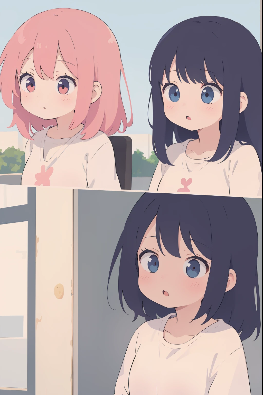 Anime style, 2 girls, 2, 2 people, upper-body