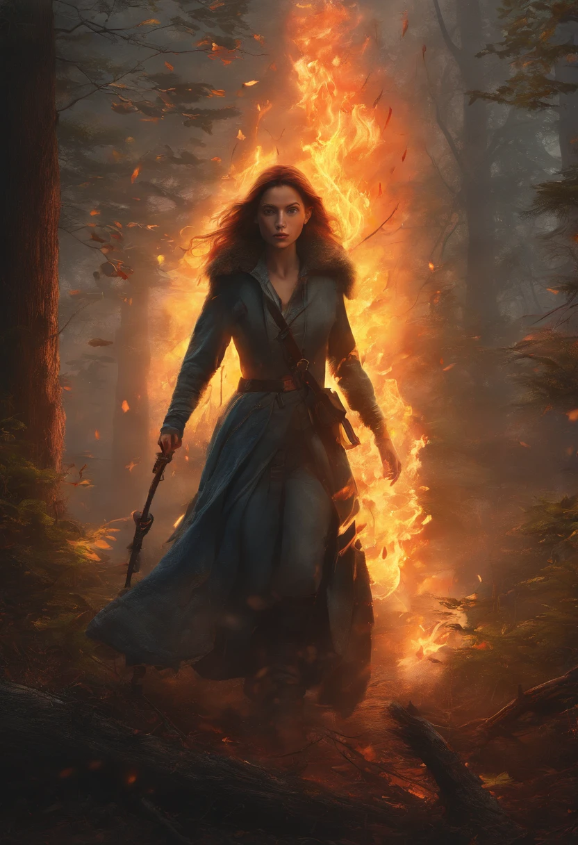 Imagine a moody and dense forest setting, where a woman with fire power stands, her face cloaked in shadows and illuminated only by the flickering flames she commands. The realism is heightened, capturing the details of her determined expression in the low light. The forest, shrouded in mist and dense foliage, adds an eerie and mysterious ambiance, creating an atmospheric scene.
In this cinematic portrayal, the woman's features emerge from the shadows, her eyes reflecting the intensity of the flames. The air is thick with suspense, and the detailed rendering of the forest accentuates the sense of depth and density. The glow from the fire power not only lights up her face but also casts haunting shadows, enhancing the overall mood.
The realism extends to the intricacies of her surroundings, from the dampness of the forest floor to the twisted branches overhead. This moody and dense atmosphere heightens the cinematic quality, immersing the viewer in a scene where the elemental power of fire clashes with the dark and enigmatic nature of the forest.