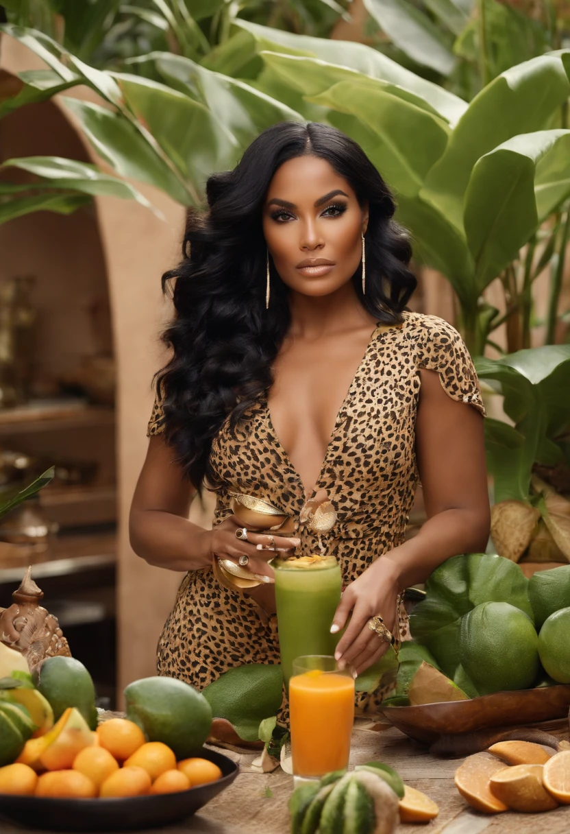 A video of Sienna tasting exotic smoothie bowls,original,Sienna James, a glamorous icon who first entered the public eye through a sensational scandal, now shines as a global sensation and a social media mogul. Her appearance is the epitome of high fashion and allure, with long, flowing ebony hair, a striking, meticulously crafted visage, and a wardrobe filled with the latest designer trends.