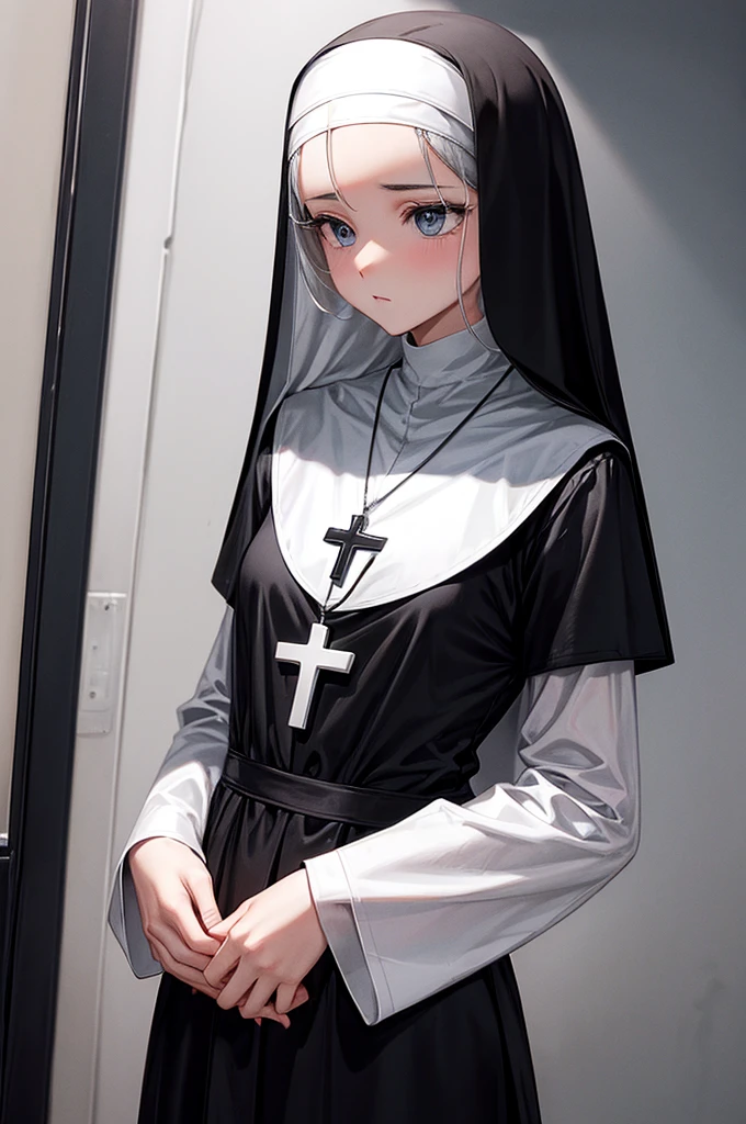 Black and white nun uniform cross necklace slutty