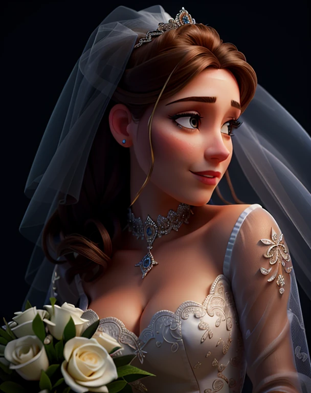 eine Nahaufnahme einer Frau in einem Hochzeitskleid mit Schleier, Schleier und Juwelen, Elegant portrait, Dramatische sanfte Beleuchtung, Dramatische weiche Schattenbeleuchtung, Atemberaubende, elegante Pose, Dramatische Beleuchtung !n-9, luxurious wedding, portrait shot, exquisites Detail perfekt, stunning portrait, Exquisites Detail, Hochzeitsfotografie, Elegante Profilhaltung, dramatic portrait, Atemberaubend elegant