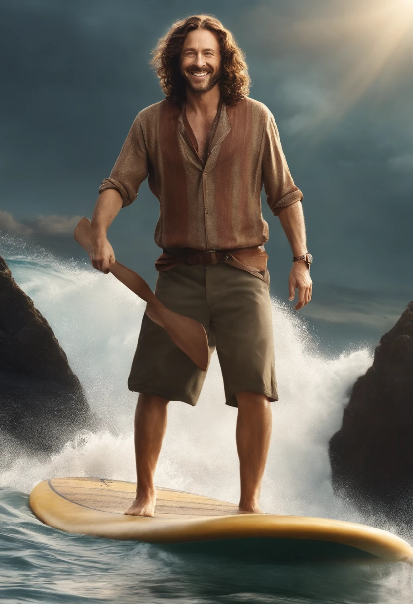A selfie of Sirius standing on a surfboard, catching a wave with a big grin on his face and the sun shining in the background.,Harry Potter and the Prisoner of Azkaban,Sirius is tall with shaggy curly brown hair, with brown eyes and a goatee. Famously portrayed by Gary Oldman