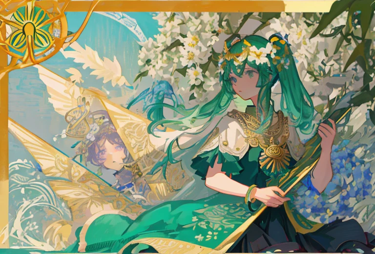 Tasks Creating tools Studio SeaArt Bot Txt2Img Default 11:21:36 Expires in 14 days(her)
tmasterpiece、topquality、Alphonse Mucha、Jugendstil、 (Tarot card style:1.3)、Unique Tarot Card Structure, including floral and green elements、 blunt bangs、Long hair with pink double ponytails,,,、Upper torso、looking at the viewers、 In the middle of a green garden、Mysterious girl in a floral dress、Enjoy the sunshine, which illuminates flowering plants and ancient tarot symbols.、Dance with Unearthly Creatures。 roses、lily、Cherry trees、calamus、leaves、moss、vine、Elegant dresses, Inspired by nature、Necklace with flowers and leaves、耳环、circlet、A bracelet、hair ornaments、Butterflies、bird、bee、Tarot symbols, Reimagined with floral and green ornaments、godesses、Flower Garden、woods、Natural background, like a, For example, shore of the lake、Efficient use of light and shadow、 Realistic & Ультрареалистичный 3D、zentangle、Birds