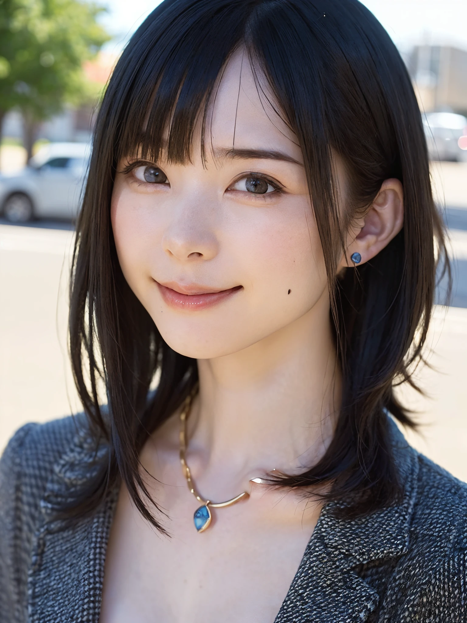 (​masterpiece, top-quality、Very attractive adult beauty、Add intense highlights to the eyes、Look firmly at the camera:1.4、Absolutely beautiful bangs:1.4、Brunette's short bob hair with bangs:1.4),1girl in, 独奏, A dark-haired, scarf, Hats,, realisitic, looking at the viewers, black eyes of light color, shorth hair, coat, Winter clothes, White headscarf, s lips, lipgloss，bangss, The upper part of the body、big eye、Lashes)、((Road system in Italy))、((Shorthair with bangs:1.4、Beautiful bangs with 46 points:1.4、big eye、Put very strong highlights in your students、very Bigger breasts、gazing at viewer、Very beautiful beauty、Put your ears out、long neck、little smiling、Beautiful teeth、Open your mouth and smile))、28 year old、Very cute supermodel