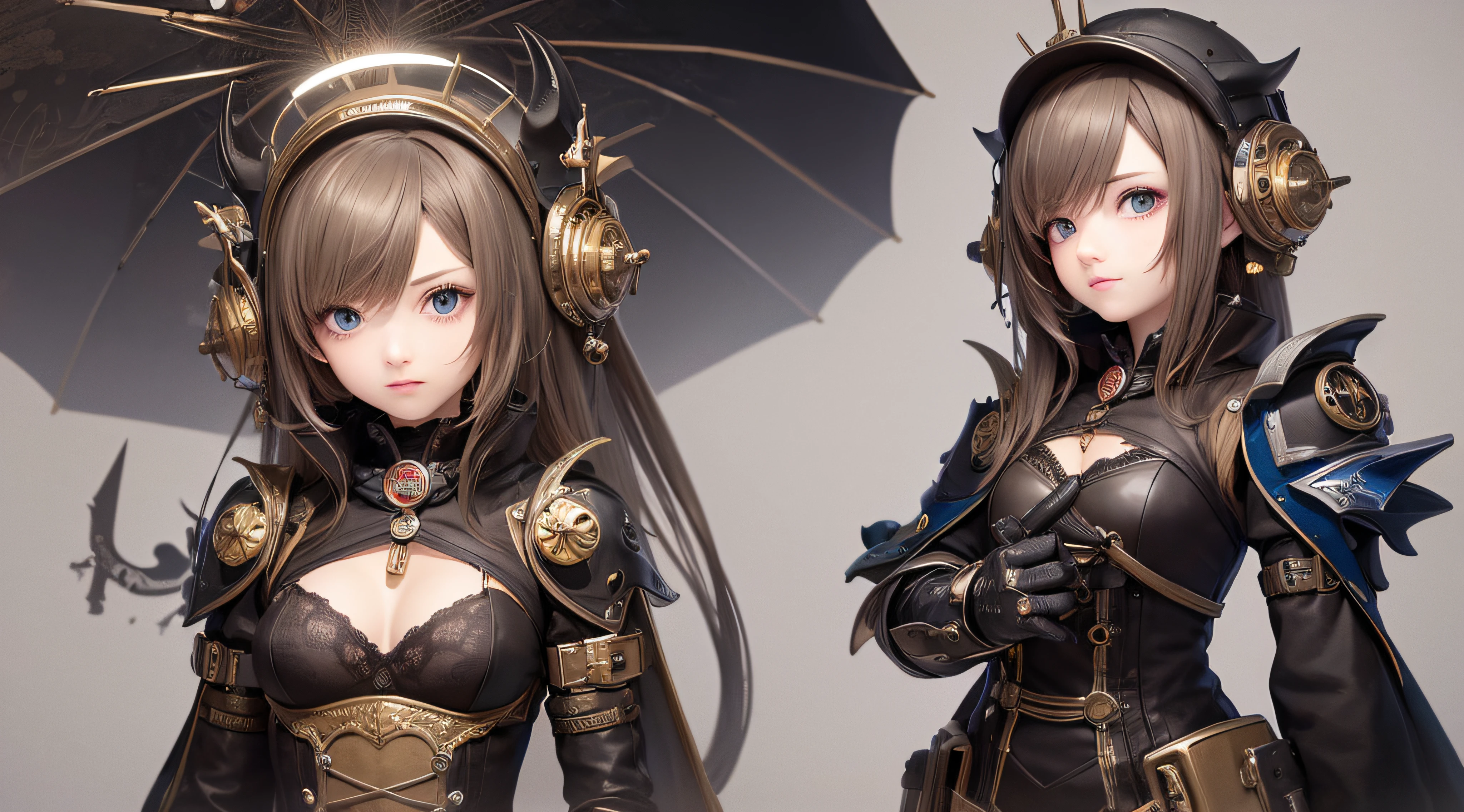 (obra prima) (perfection) (ultrarrealista | |) (sem defeitos) Menina de anime, armadura de metal, technological, Steampunk