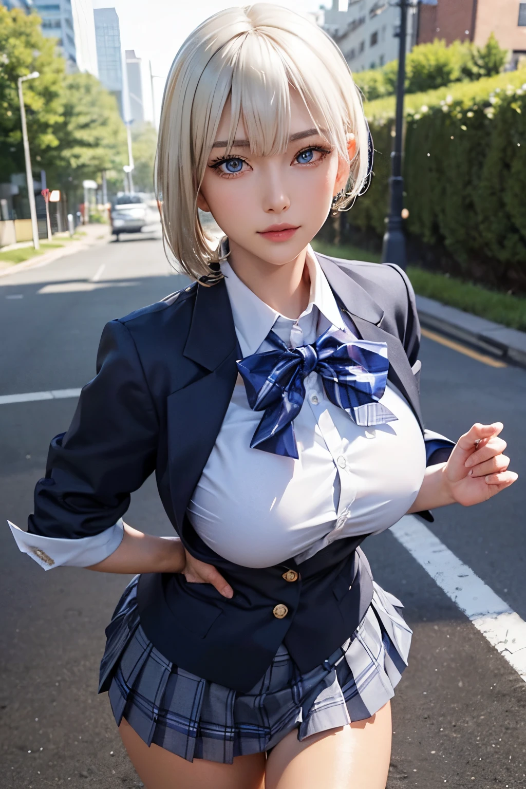 ((32k, Highest quality:1.5, masterpiece, Ultra-high resolution, Photorealistic)), Low angle:1.5, One Girl, 22 years old, Street Corner, summer night, (((Heavy Rain))), Highly detailed face and skin texture:1.2, ((Looking up at the sky, Slender beauty gets soaked in a rain of realistic semen:1.4)), (Realistic semen rain dripping all over your body:1.2, Wet your hair, Wet clothes:1.1, Semen droplets on skin), (School_uniform, The button is not closed, Wet Bra),(Dark Blue Blazer), (White shirt、Wear a tie), (Dark blue pleated skirt), (Sculptural installation :1.1), ((Open Valley, Her breasts are larger than her very large face.:1.1)), (Frozen erotic poses and erotic expressions:1.4), Silver Necklace, Blurred Background, Very beautiful face, Upper body only, Low angle:1.5