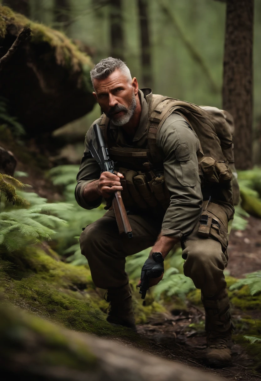 An image of SGT Johnny 'Soap' MacTavish leading a survival skills workshop, demonstrating how to set up a shelter in the wilderness.,Call of Duty: Modern Warfare series,SGT Johnny "Soap" MacTavish is famously portrayed by Neil Ellice, with blue eyes, a short buzzcut Mohawk haircut (Widows peak hairline), and a short beard. His jawline is defined, and his ears are a bit smaller than the average human male.