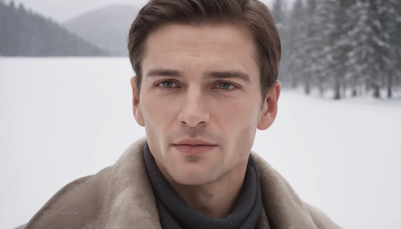 Envision a striking portrait of a man in a snow-covered landscape, with a face that is meticulously crafted for realism and accuracy. Every facial feature, from the contours of his skin to the details of his expression, is rendered with precision. The lines, shadows, and nuances of his face capture the authentic essence of the individual, showcasing a blend of resilience and contemplation amid the wintry surroundings.
The realism extends to his eyes, reflecting the determination and experiences etched into his gaze. Fine details, such as subtle expressions and the play of light on his features, contribute to a lifelike portrayal. The snowland background complements the authenticity, with the winter sunlight subtly illuminating the man's face.
This portrait aims to provide a genuine and accurate representation, ensuring that the viewer connects with the man's character as he stands against the serene beauty of the snow-covered landscape.