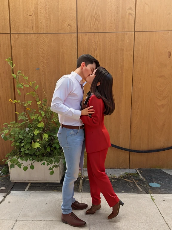 The photo should remain practically the same, of a boy kissing his girlfriend on his college graduation day. El clima debe ser conmovedor y propio de un evento tan bonito