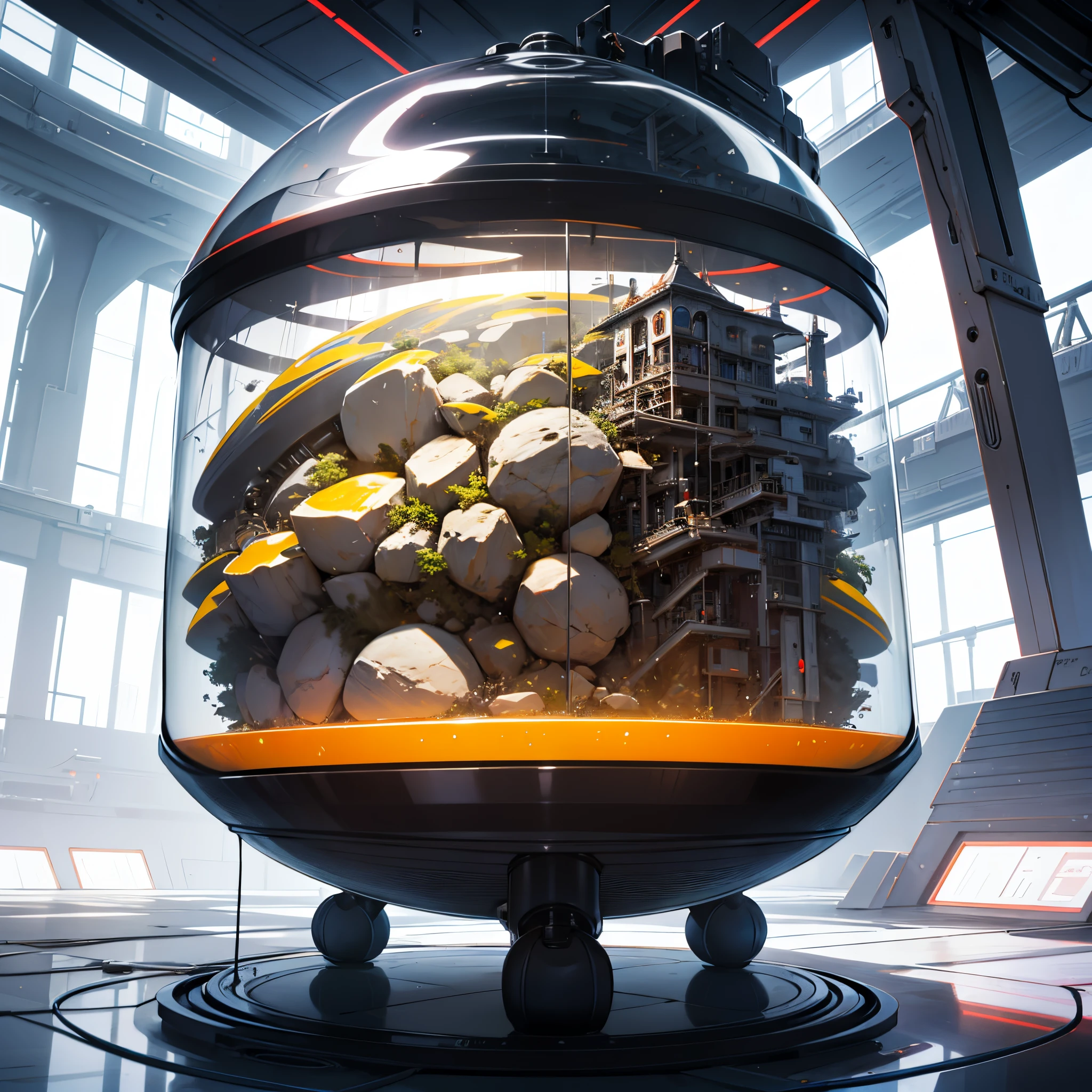 (Capsula embrional) futurista con liquido dentro