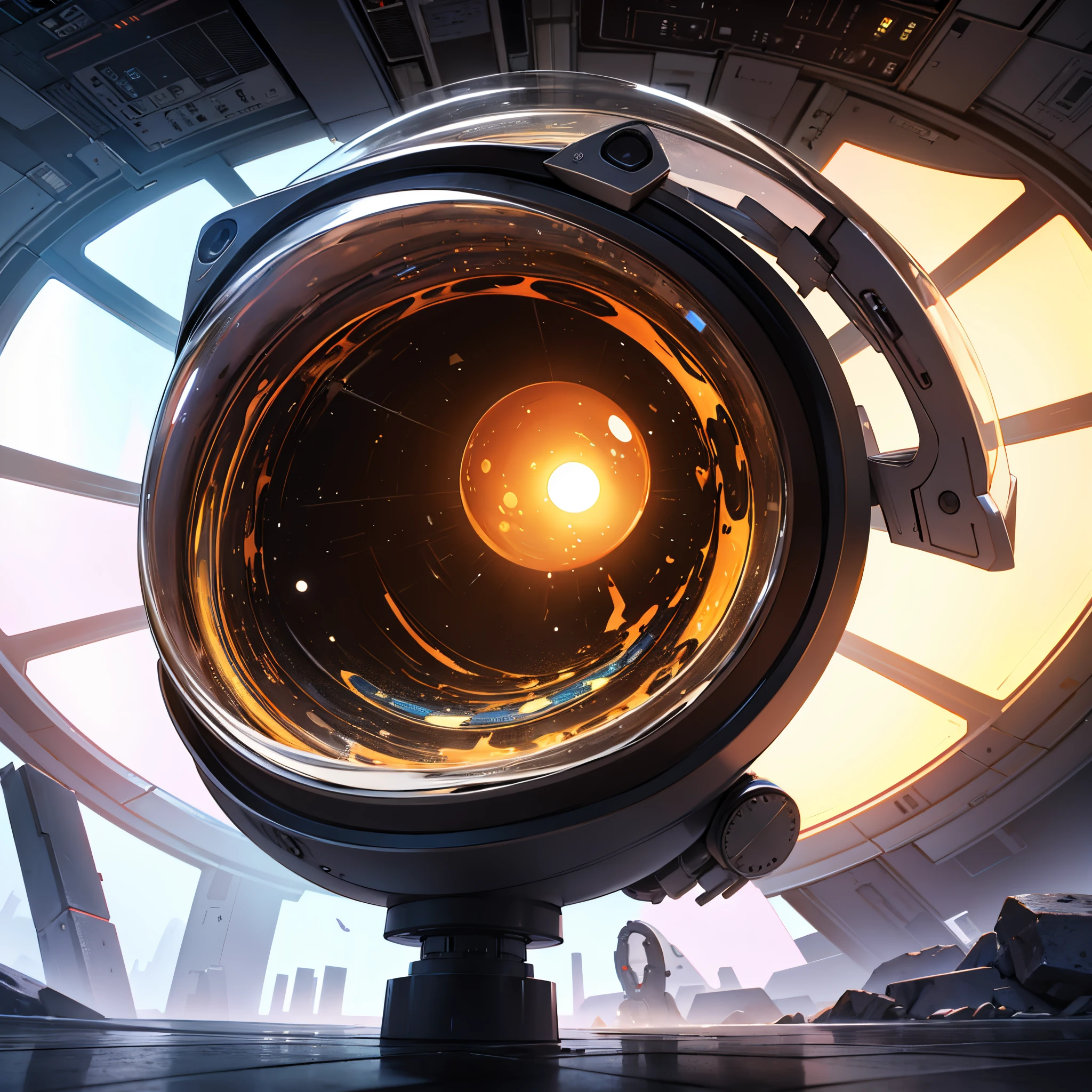 Capsula embrional futurista con liquido dentro.