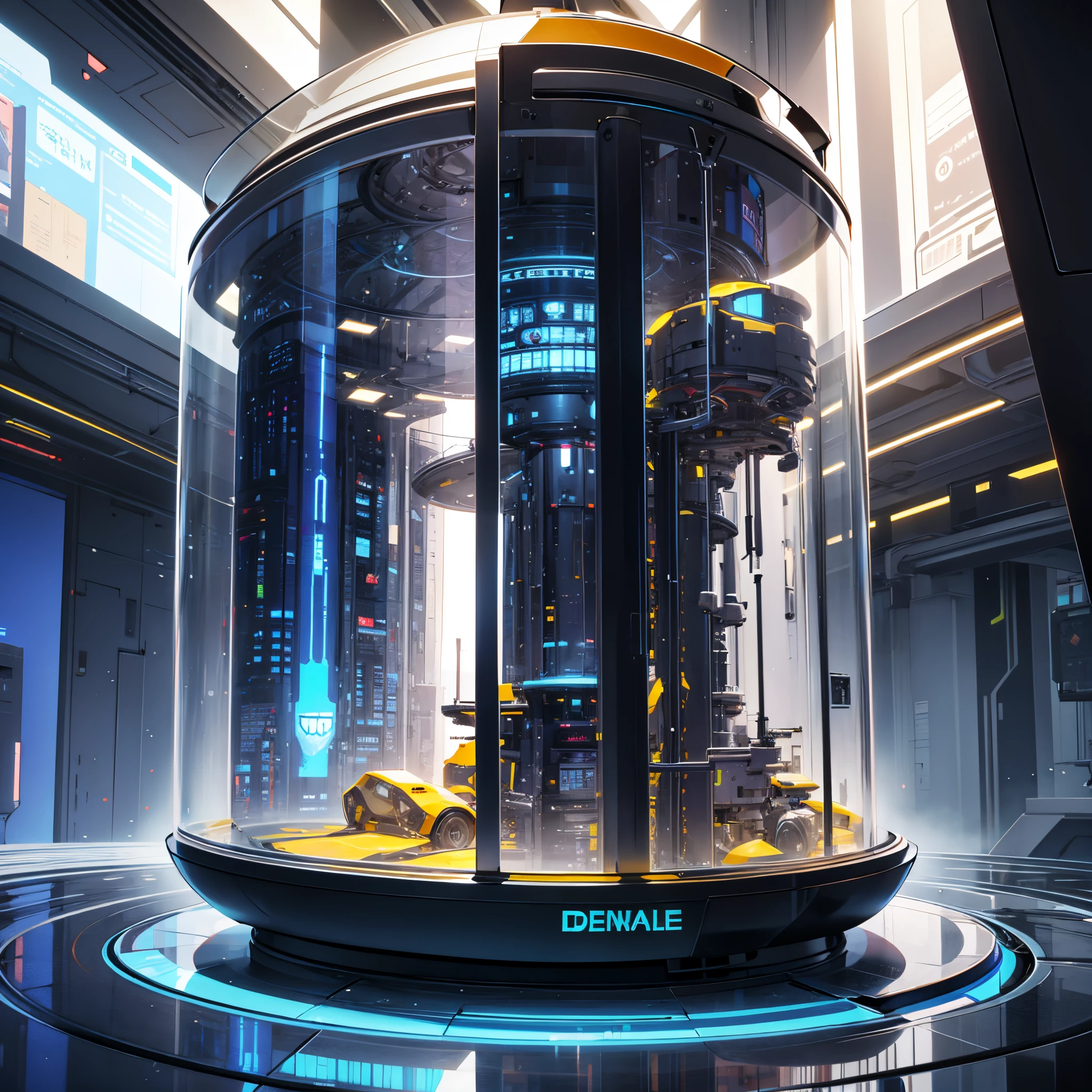 Capsula embrional futurista con liquido dentro.