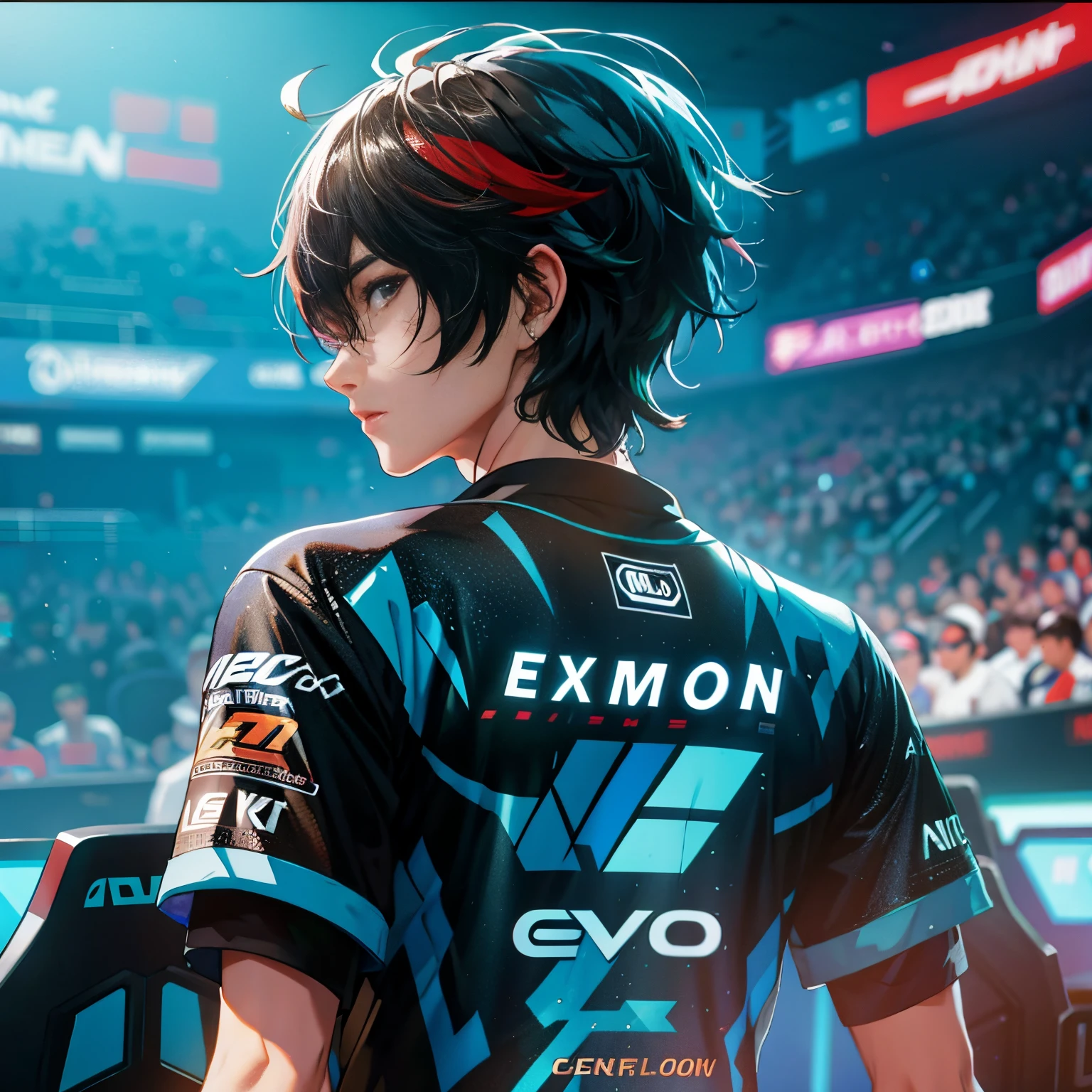 of a handsome man,Wear an esports suit,
