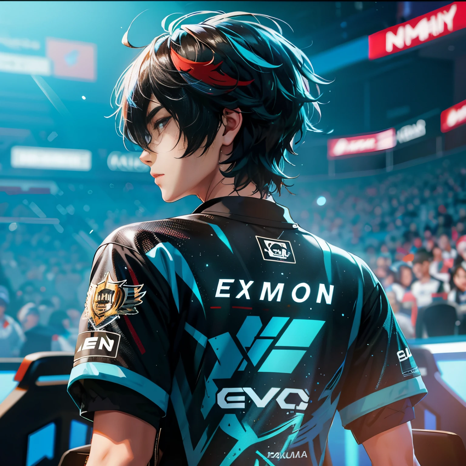 of a handsome man,Wear an esports suit,
