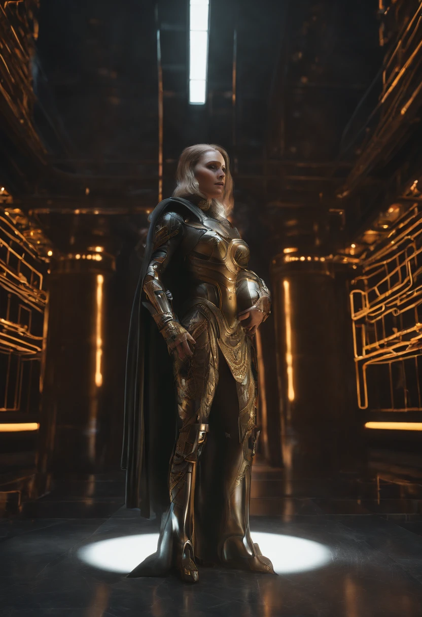 ((Best quality)), ((masterpiece)), (highly detailed:1.3), 3D,full body portrait,rfktr_technotrex, beautiful cyberpunk woman,(wearing head-mounted display that is chunky and hi-tech with neon lights:1.2),wearring a cape,computer hacking,computer terminals,soft glow from neon lights,micro-electronics,computer servers, LCD screens, fibre optic cables, corporate logos,vibrant colours,HDR (High Dynamic Range),Ray Tracing,NVIDIA RTX,Super-Resolution,Unreal 5,Subsurface scattering,PBR Texturing,Post-processing,Anisotropic Filtering,Depth-of-field,Maximum clarity and sharpness,Multi-layered textures,Albedo and Specular maps,Surface shading,Accurate simulation of light-material interaction,Perfect proportions,Octane Render,Two-tone lighting,Low ISO,White balance,Rule of thirds,Wide aperature,8K RAW,Efficient Sub-Pixel,sub-pixel convolution,luminescent particles,light scattering,Tyndall effect