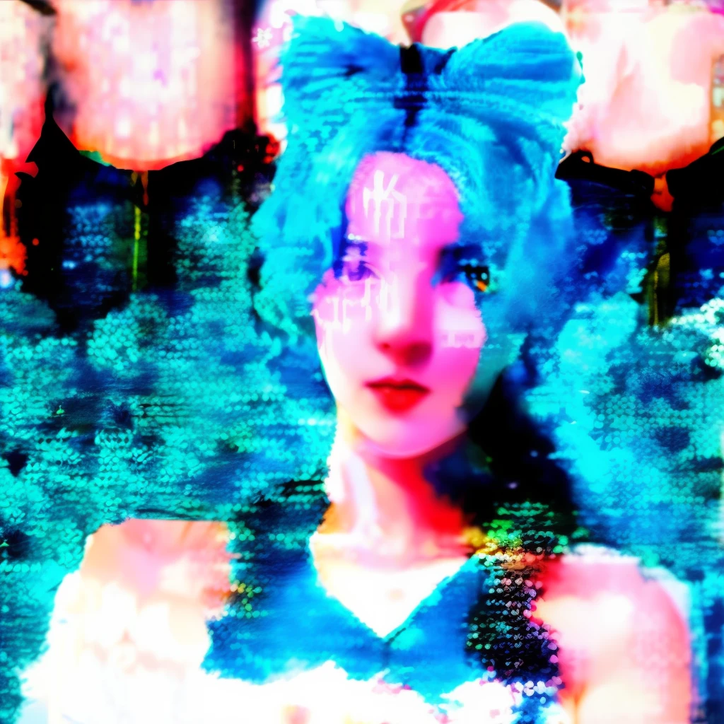 White girl,blue hair,twin tails,cat girl,naked