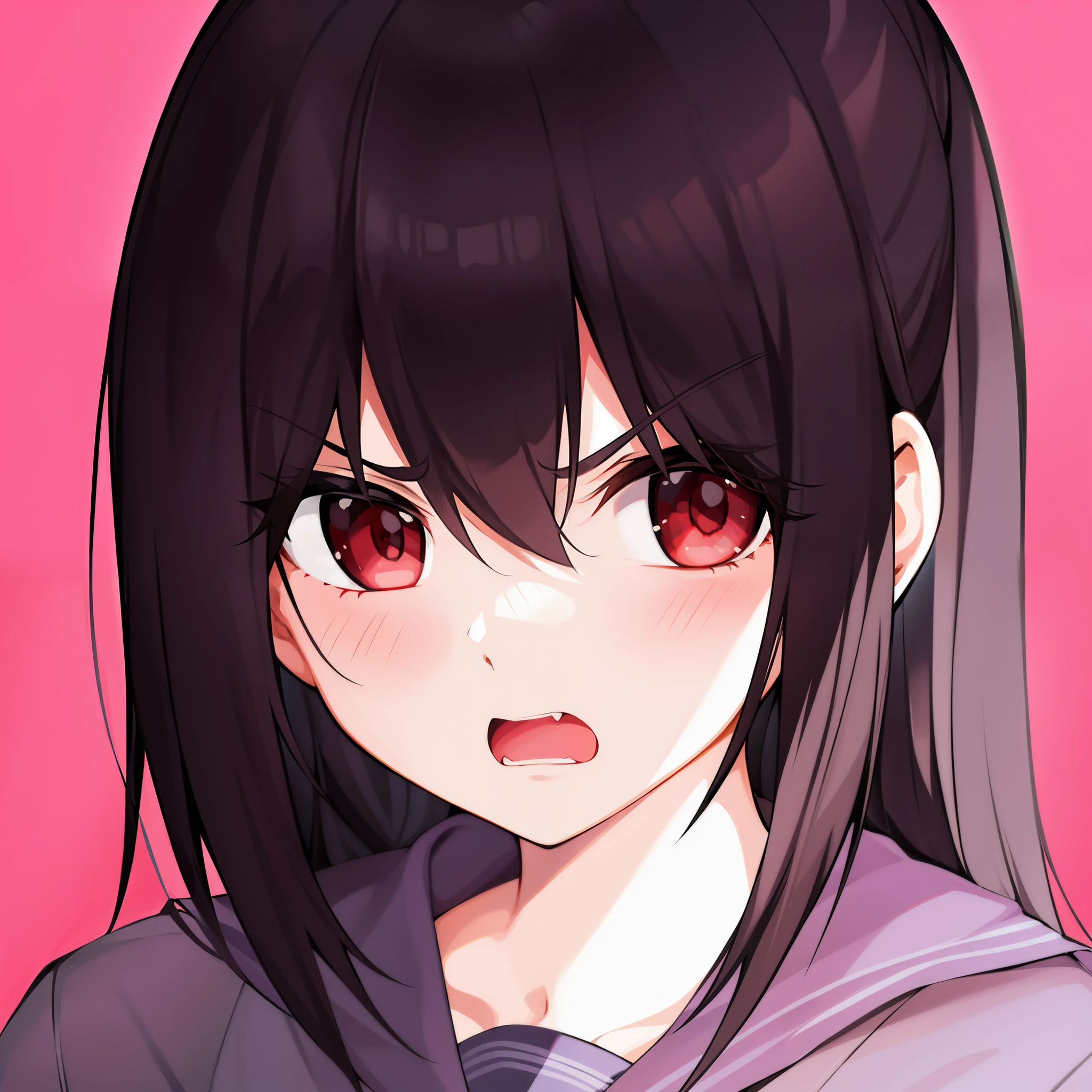 A girl,fighting,serious expression,angry