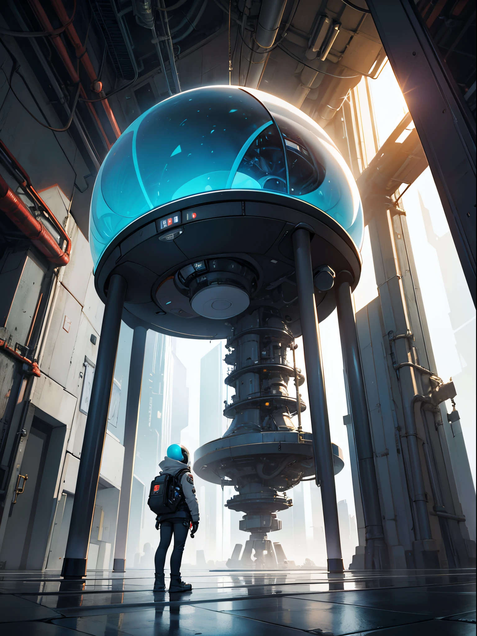 Capsula embrional futurista con (alien dentro).