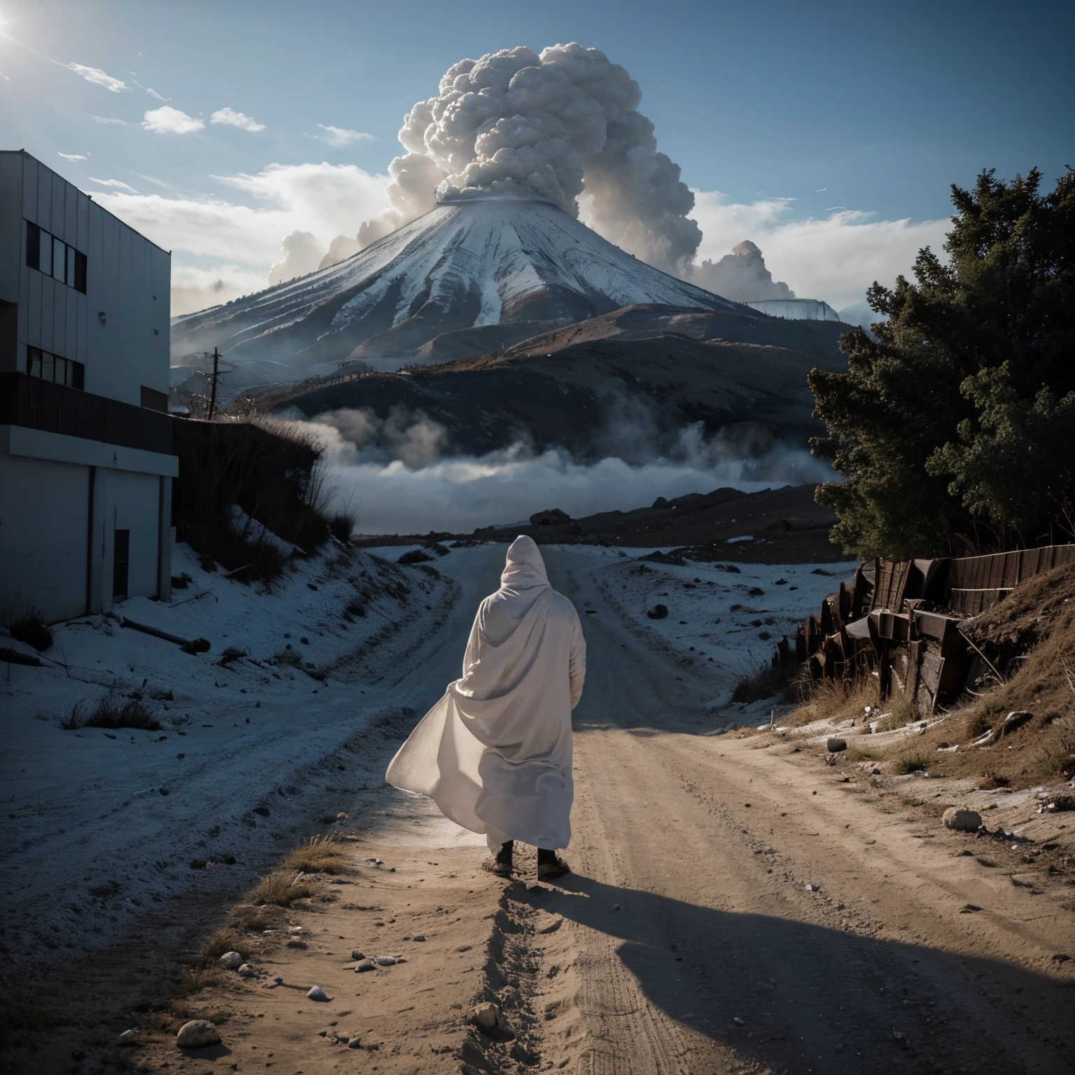 homem subindo depois de cair, tripping over a fallen woman in white robes, apocalypse scenario around, seguir em frente caminhante , 8k, highes definition, riqueza de detalhes.