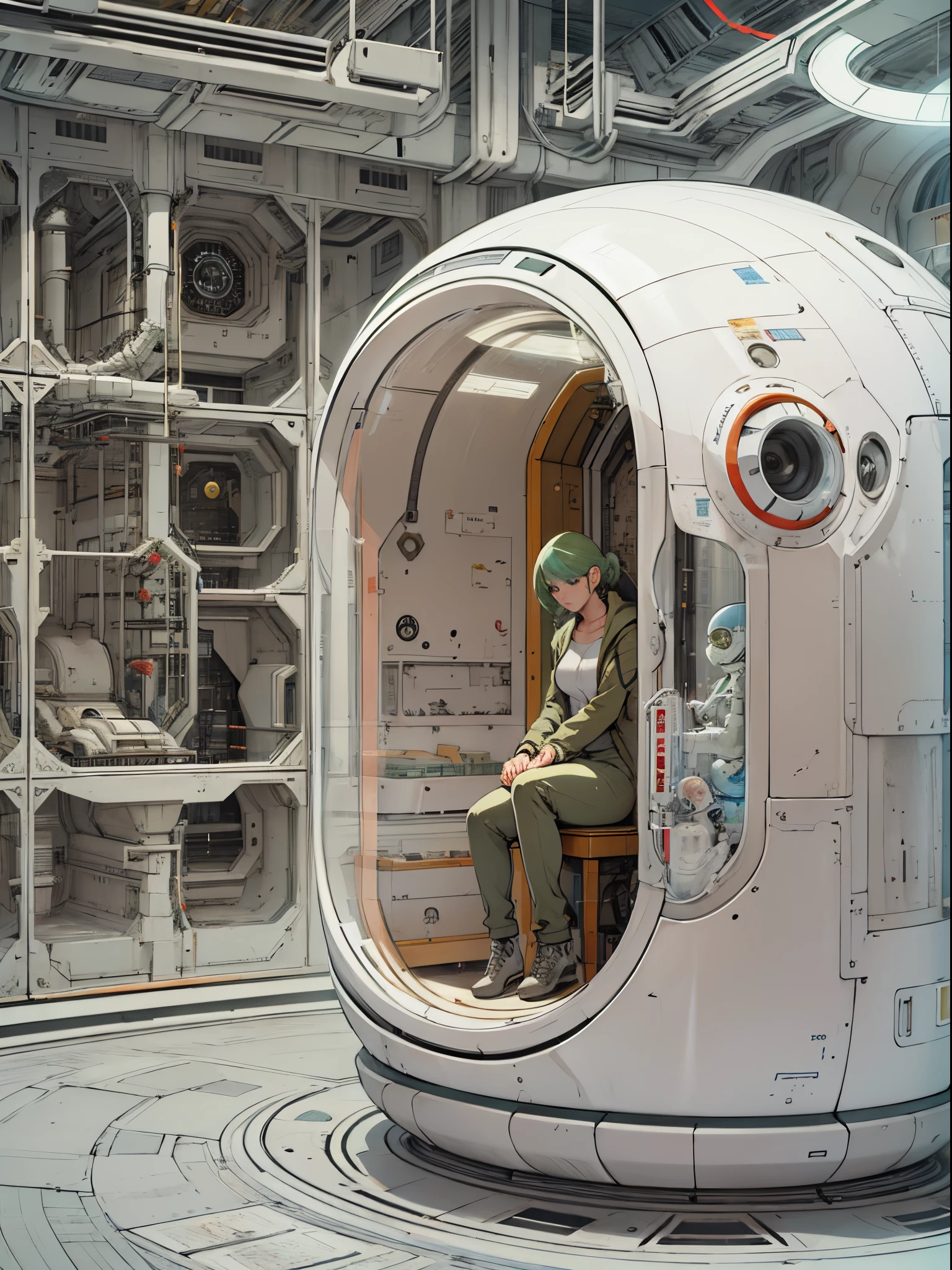 Capsula embrional futurista con (alien dentro).humanos,persona,