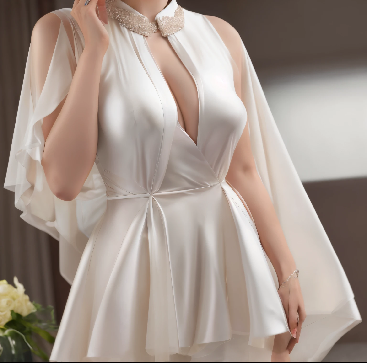 Big-breasted beauty，Long-legged white silk，White skin and excessive leakage