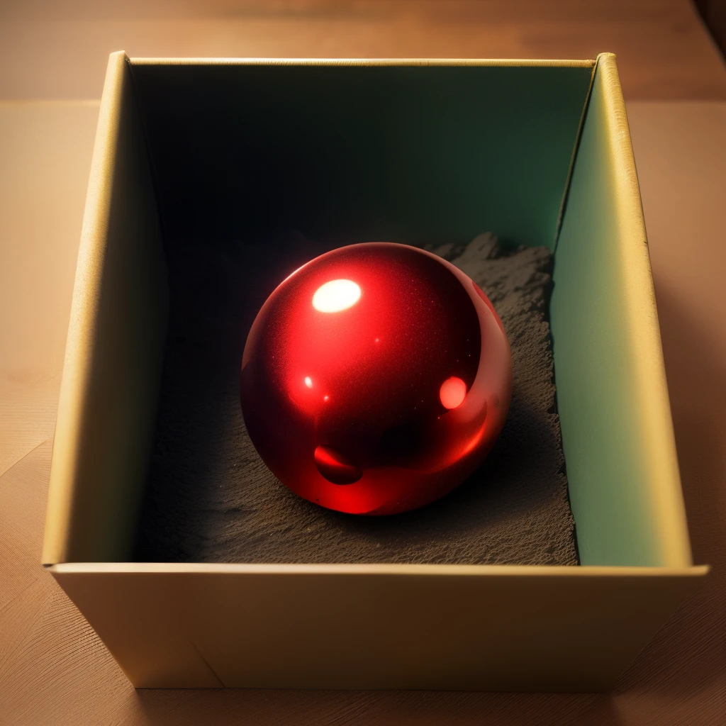 Red Shiny stone inside the metall box