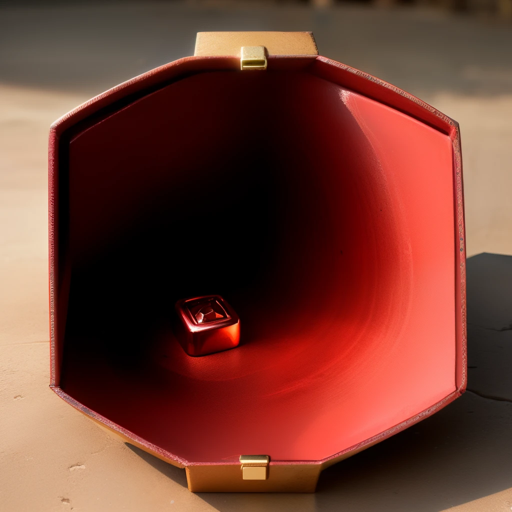 Red Shiny stone inside the metall box
