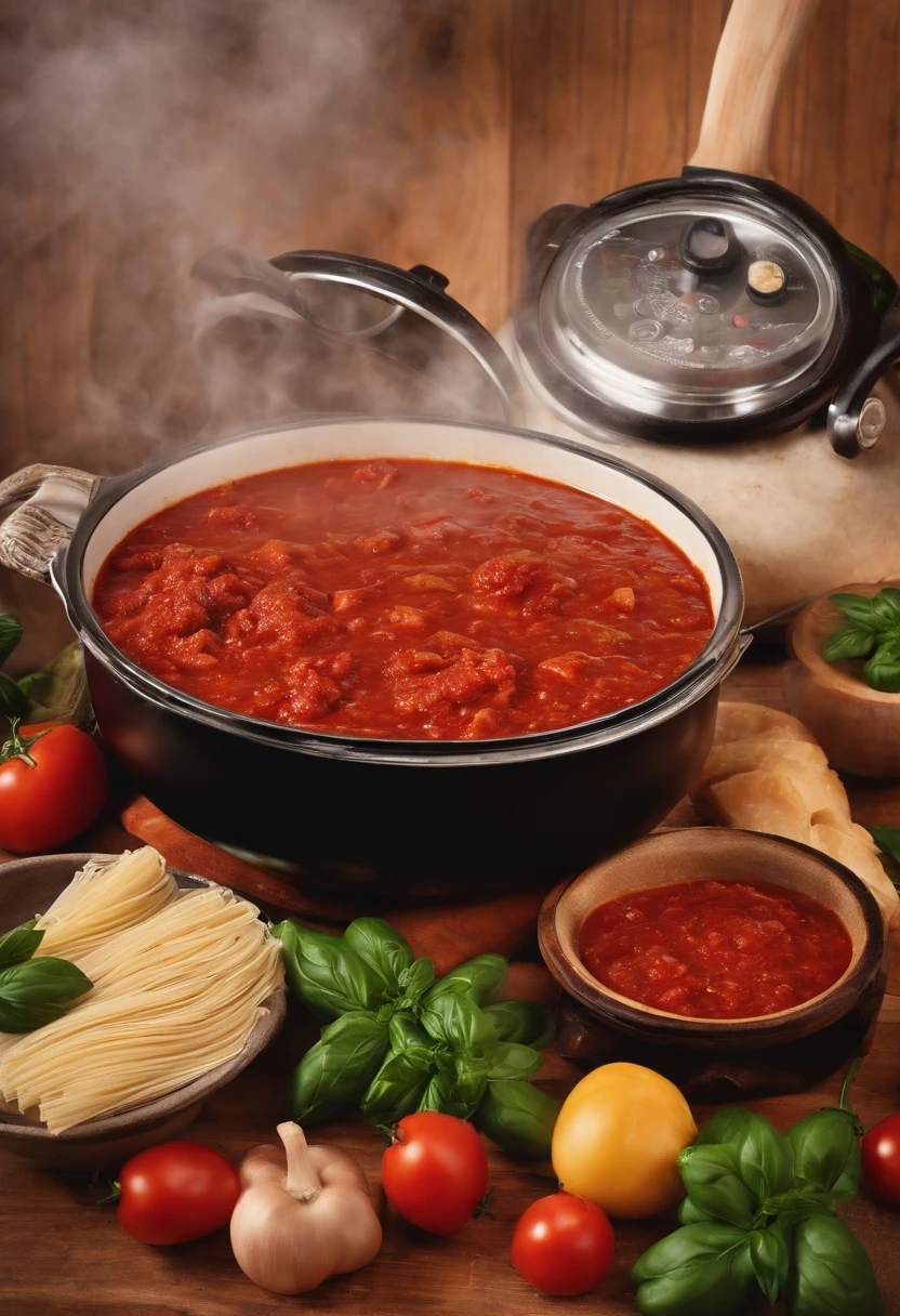 A photo of a colorful bowl of homemade pasta sauce simmering on the stove,original,Angry deli dude is a middle aged Italian man that works at a deli making sandwiches