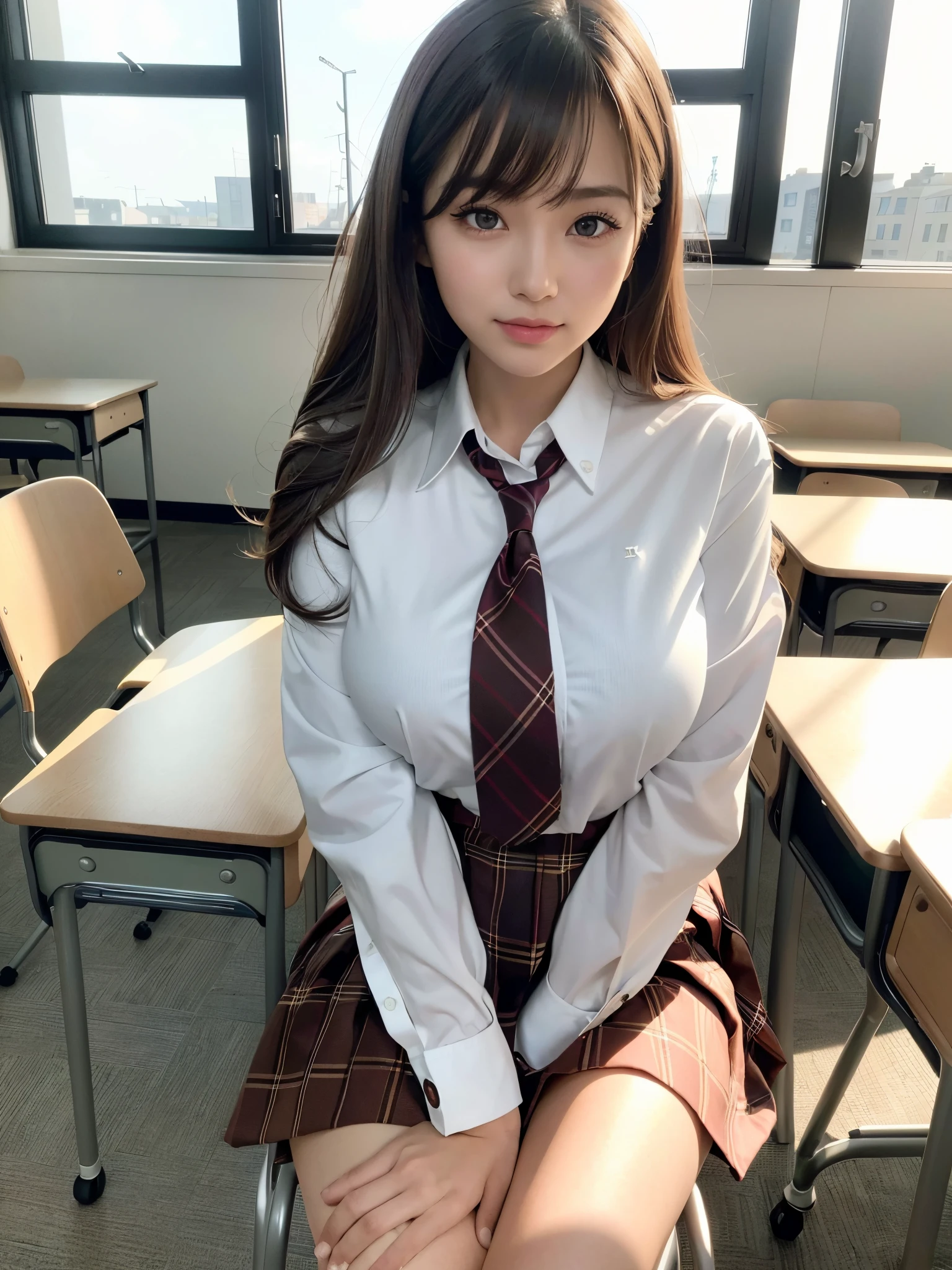 minami kotori、minami kotori、brown hair、(brown eye degree:1.5)、one side up、ヘアribbon、ribbon、length、break the blazer、blue skirt、Jacket、Otonokizaka Uniform、pleated skirt、school uniform、Winter clothes、Looking for break viewer、Indoor break、classroom、break (masterpiece:1.2)、highest quality、High resolution、Unity 8K 壁紙、(enlightenment:0.8)、(beautiful and fine eyes:1.6)、highly detailed face、perfect lighting、Detailed CG、 (perfect hands、perfect anatomy)、look at the audience、blush、laughter、(white panties:1.3)、(fully exposed panties:1.5)、School, sit with your knees bent、eight-headed body、beautiful feet 、inside the school、like looking up from below、(from knees to chest),