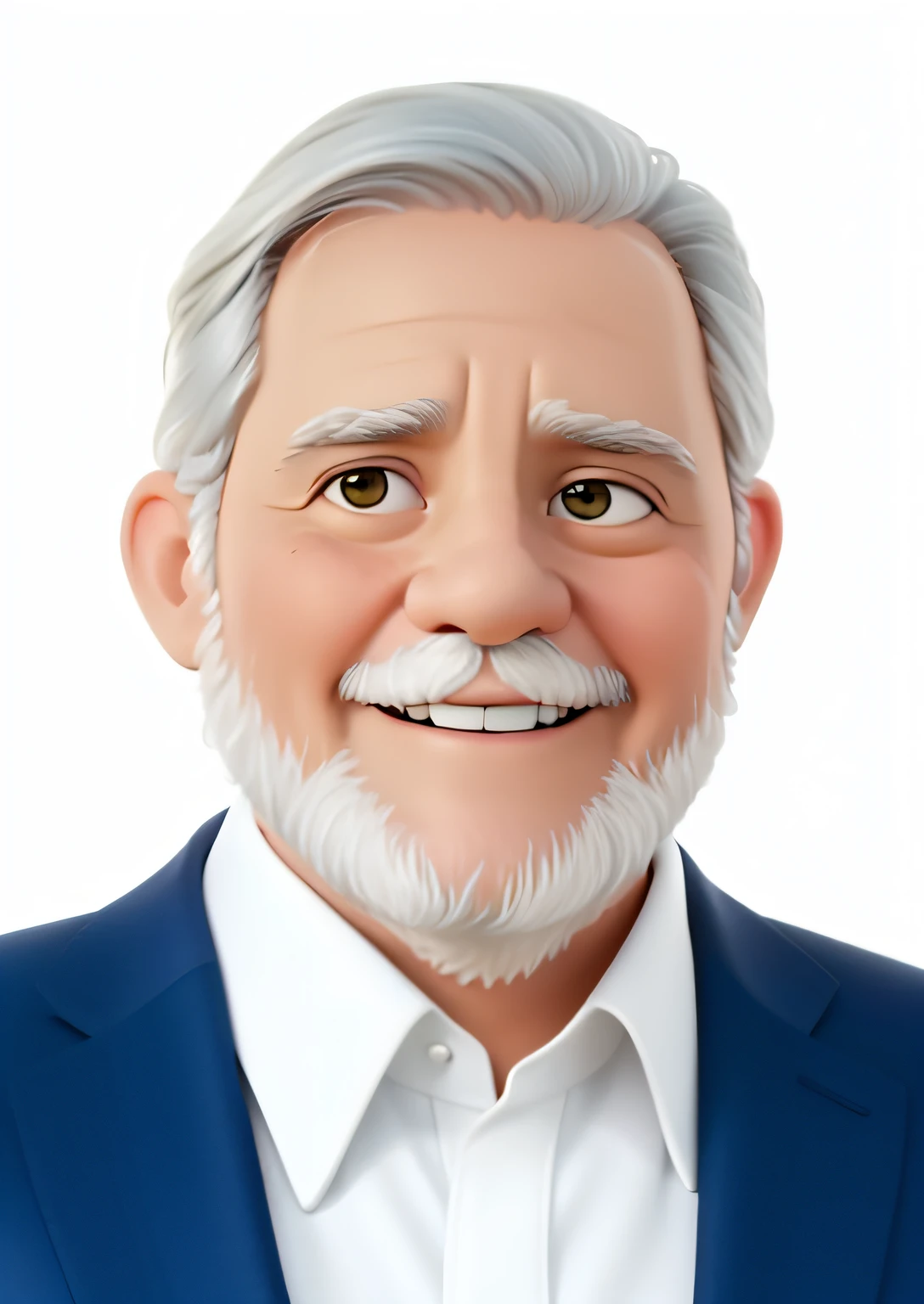 Uma capa de um filme da Disney Pixar que mostra um close up de um homem de terno e gravata sorrindo, Presidente do Brasil, Directed by: Felipe Seade, Santa, In Sao Paulo, antigo, muito ligeiramente sorridente, Directed by: Fernando Gerassi, por Hirosada II, by Antonio Parreiras, inspired by Antonio Parreiras, Jerry, Jeremy, muito feliz, Bob