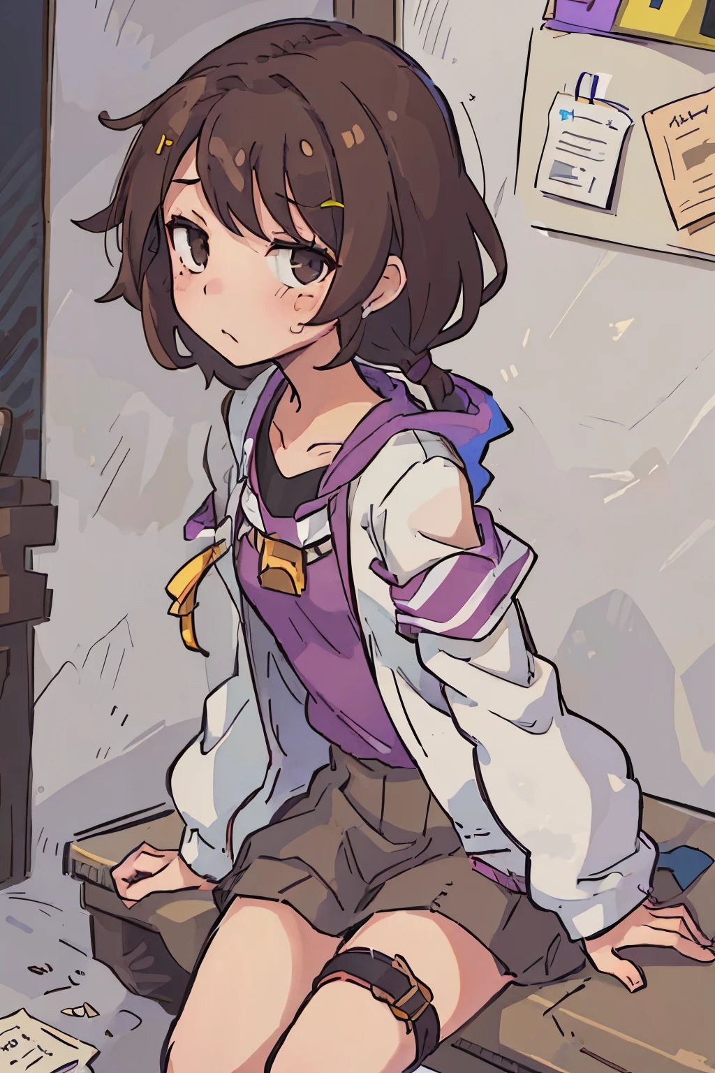 girl with、heroine、bobhair、Brown hair