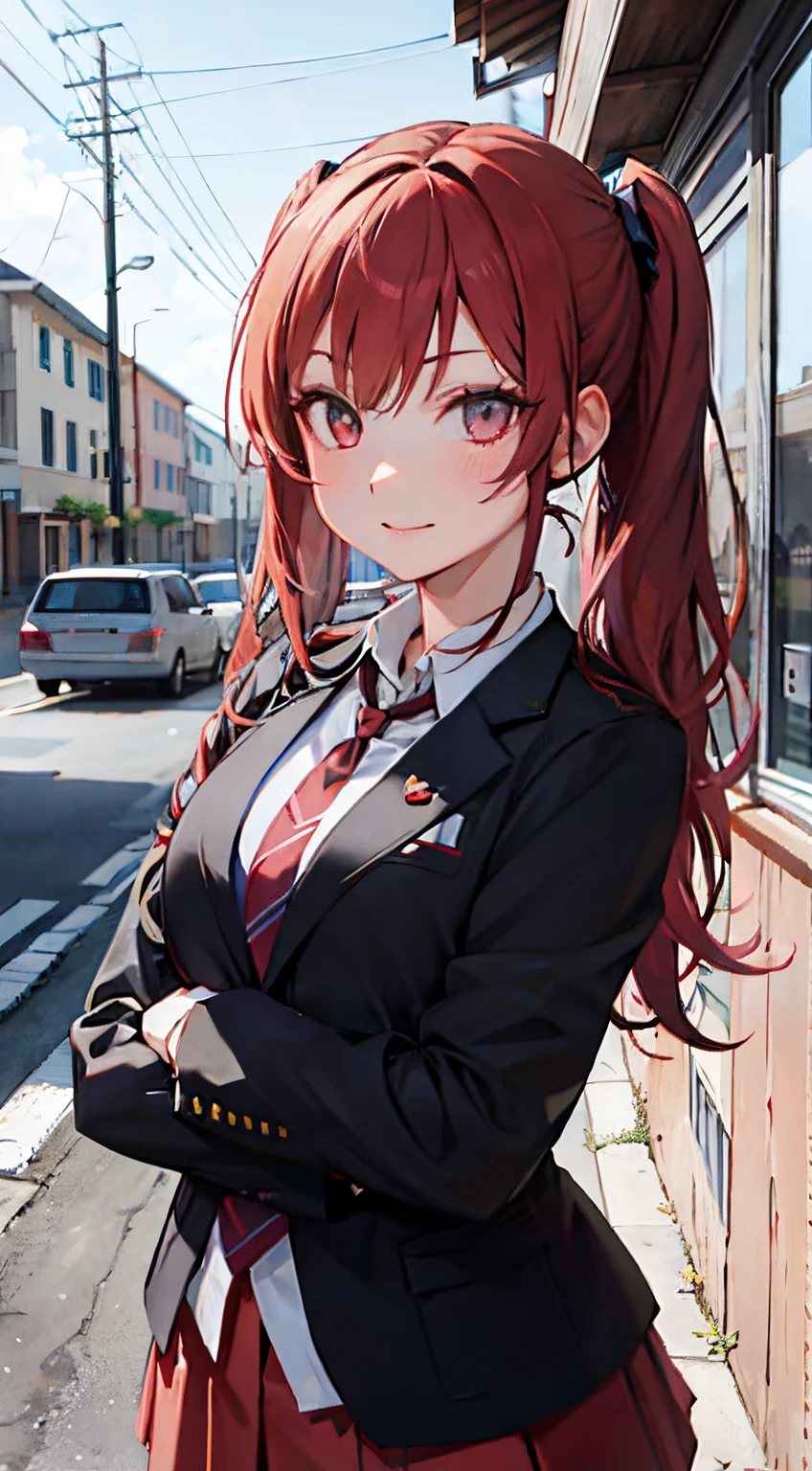 anime girl, mouth closed, poker face